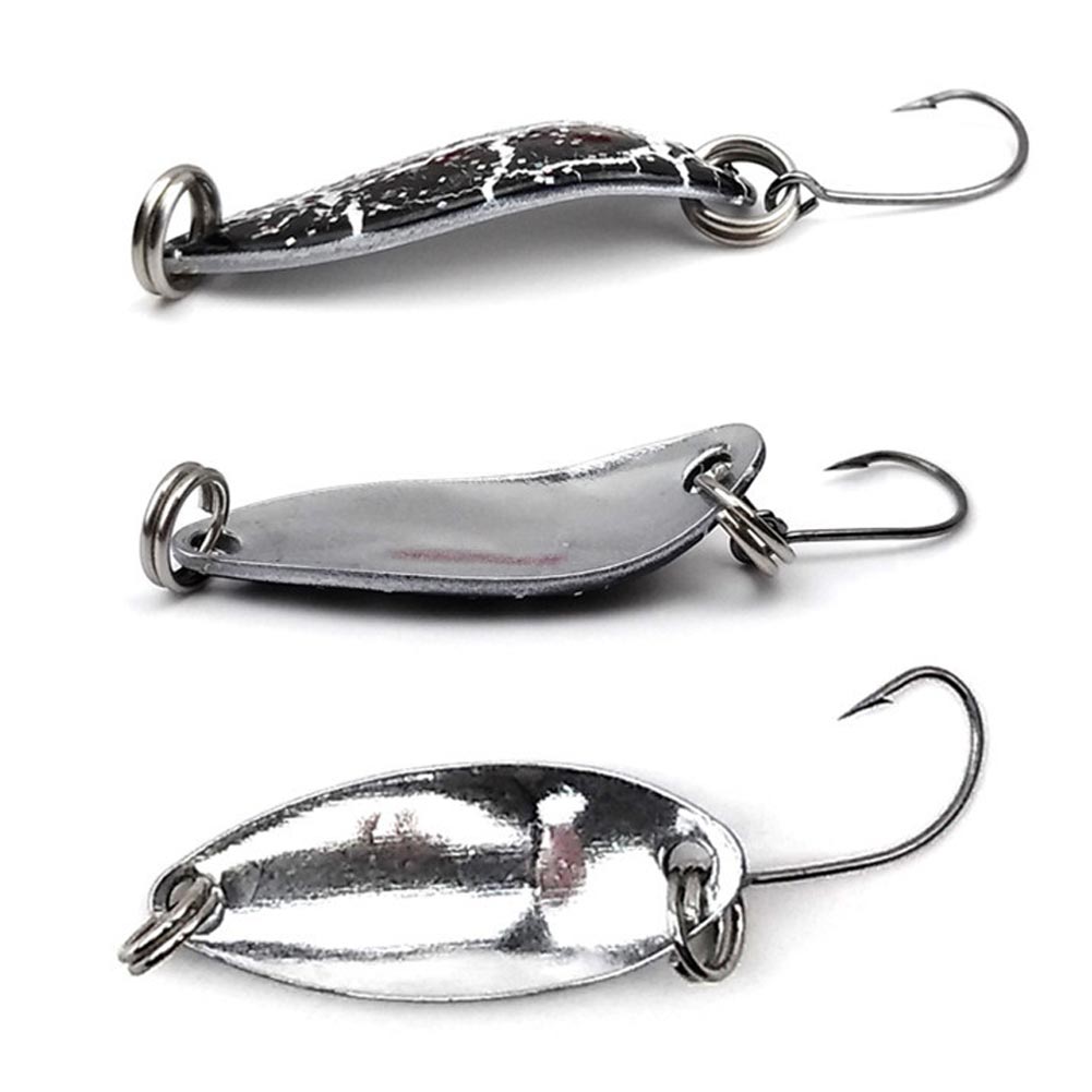 FREE FISHER Fishing Trout Bait Metal Spoon Lures Wobbler Casting Jigging Artificial Laser Spinner Baits Set Horsemouth Sequins with Fishing Tackle Box