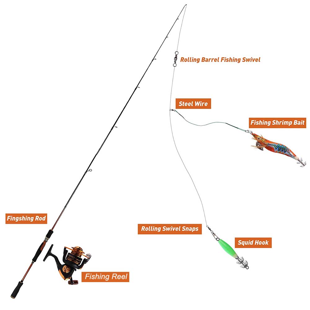 FREE FISHER Hard Bait Fishing Octopus Lure 25#*3.0# Lead Fishing Squid Jig Hook Wooden Shrimp Artificial Fishlure Luminous Cuttlefish Shrimp for Sea Fishing