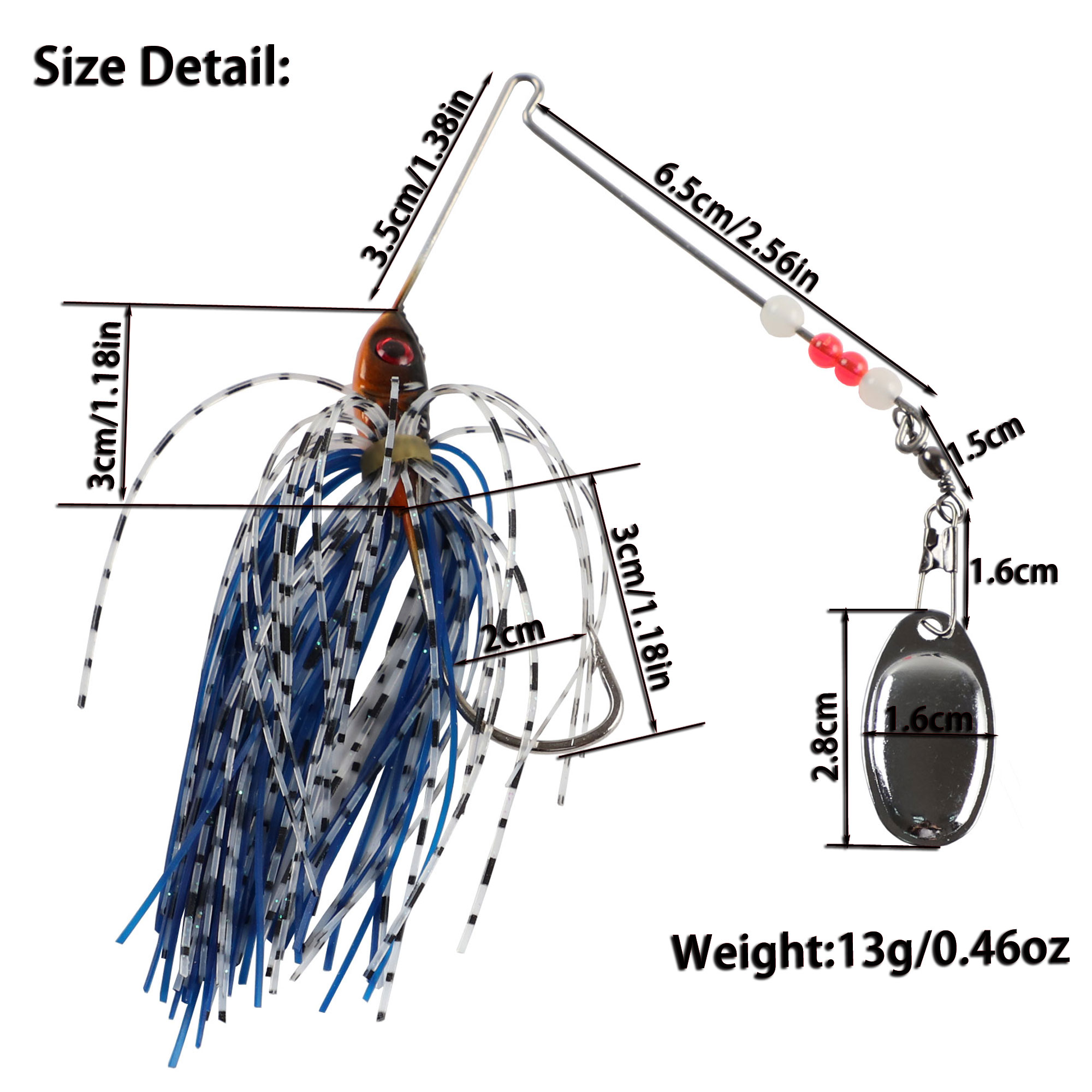 FREE FISHER Fishing Buzzbait 12pcs Spinner Lures 13g/0.46oz with Silicone Skirt Spinnerbait Fishing Tackle Accessories for Pike Bass Pesca