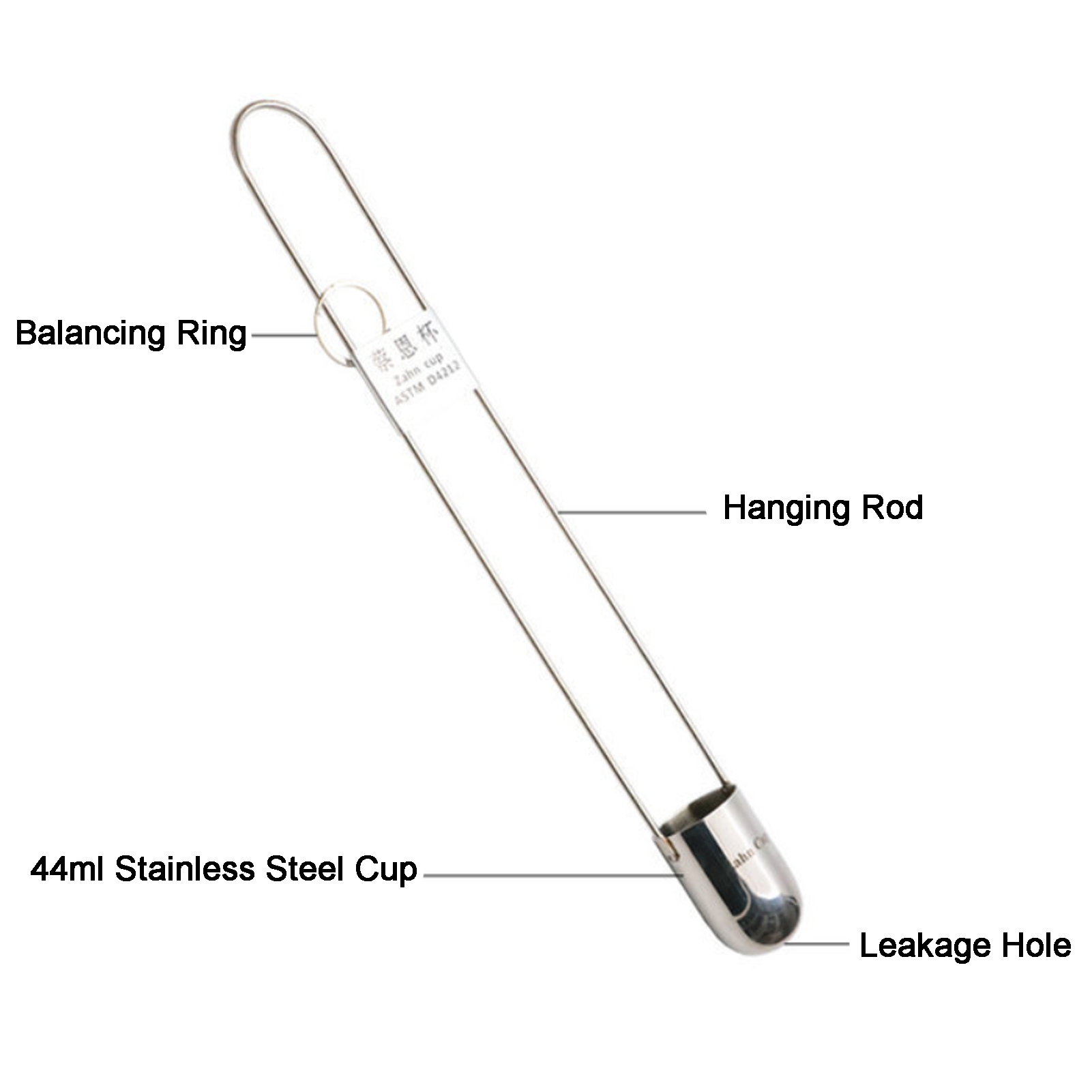 ADAMAS-BETA Lab Viscosity Cups 44ml Stainless Steel Zahn Cup High-precision Thick Wall Immersion Viscosity Measurement Tool 