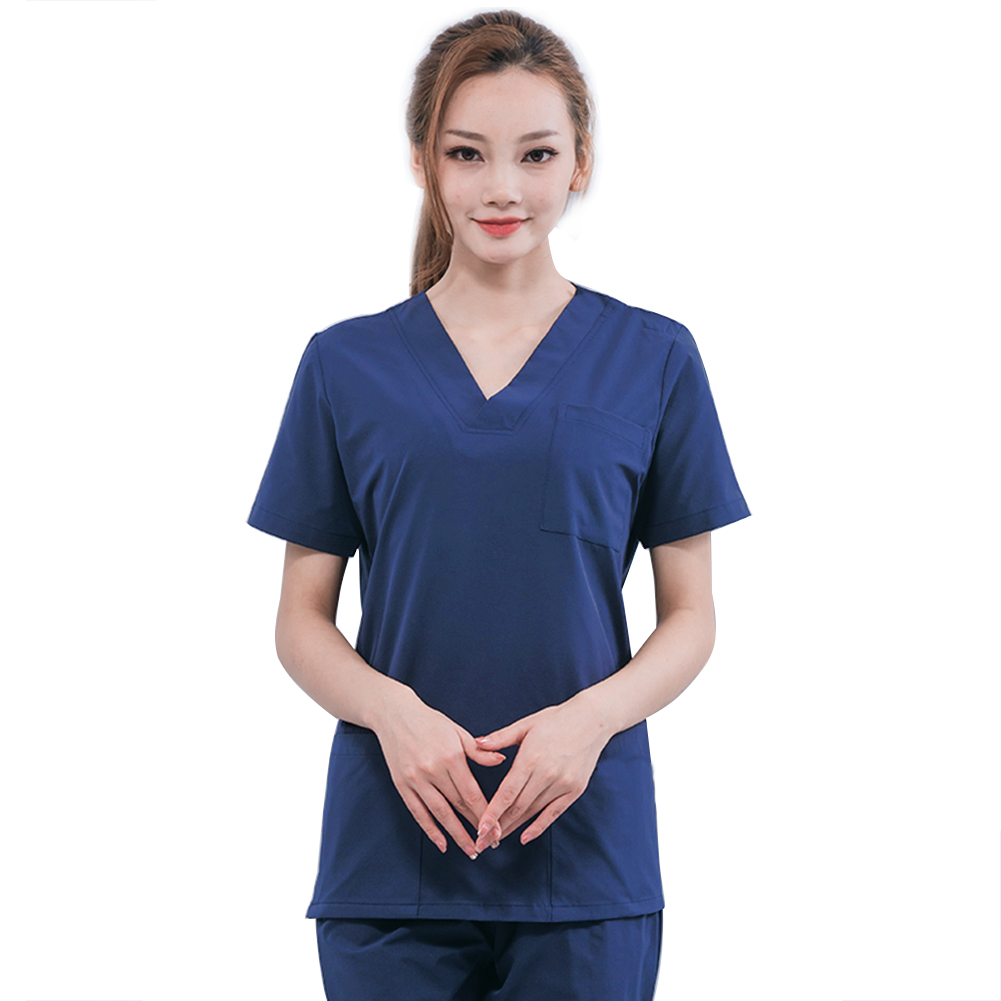 ADAMAS-BETA Lab Working Uniform Set Womens Short Sleeve Tops with Pock