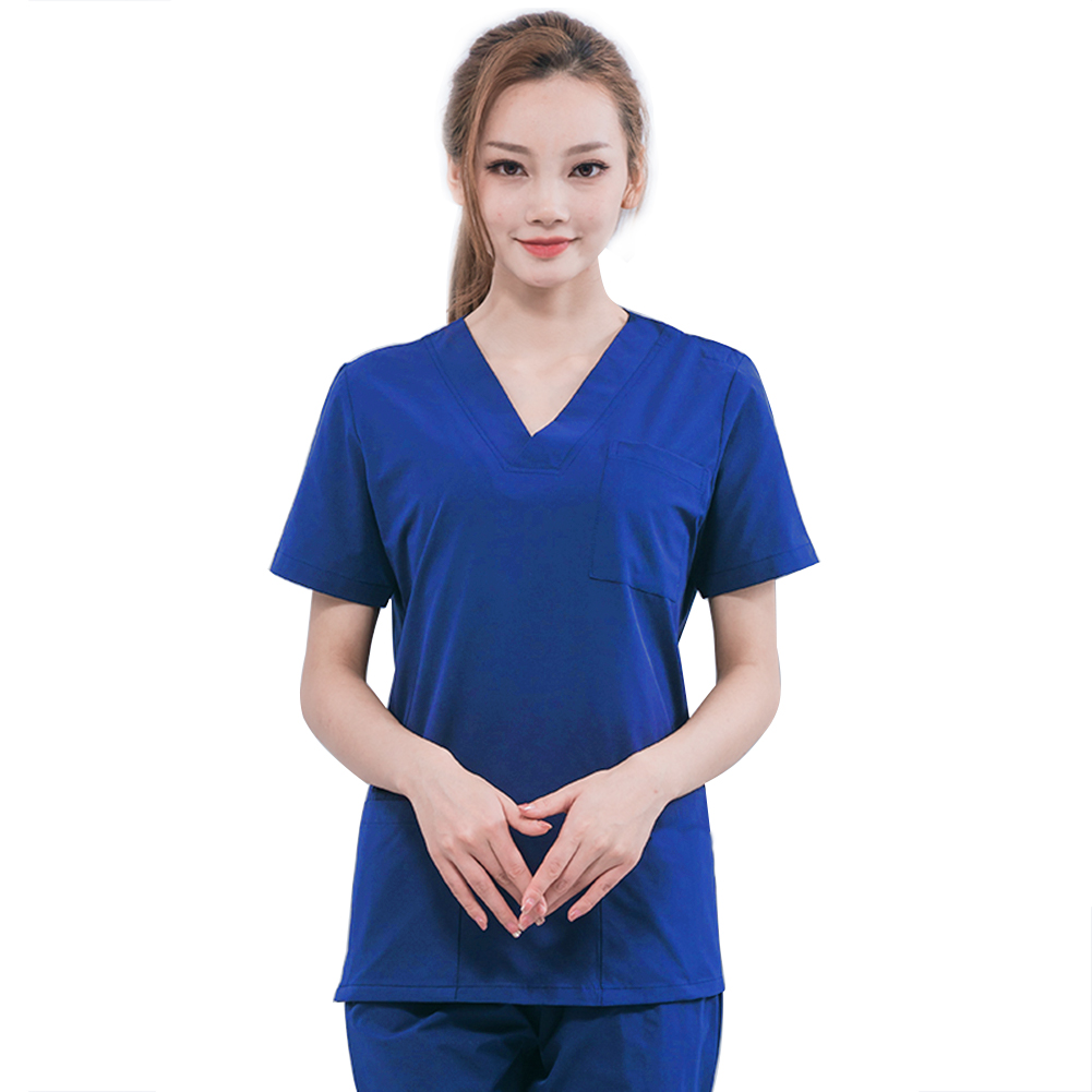 ADAMAS-BETA Lab Working Uniform Set Womens Short Sleeve Tops with Pock