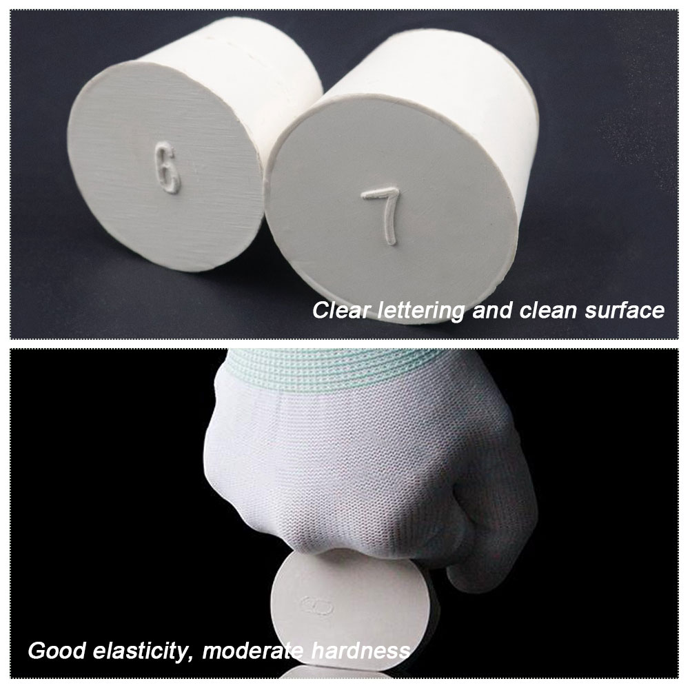 ADAMAS BETA Wholesale 26-30pcs White Rubber Plug Mixed Size Sealing Solid Cork without Hole Laboratory Conical Bottle Stoppers for Test Tube/Flask