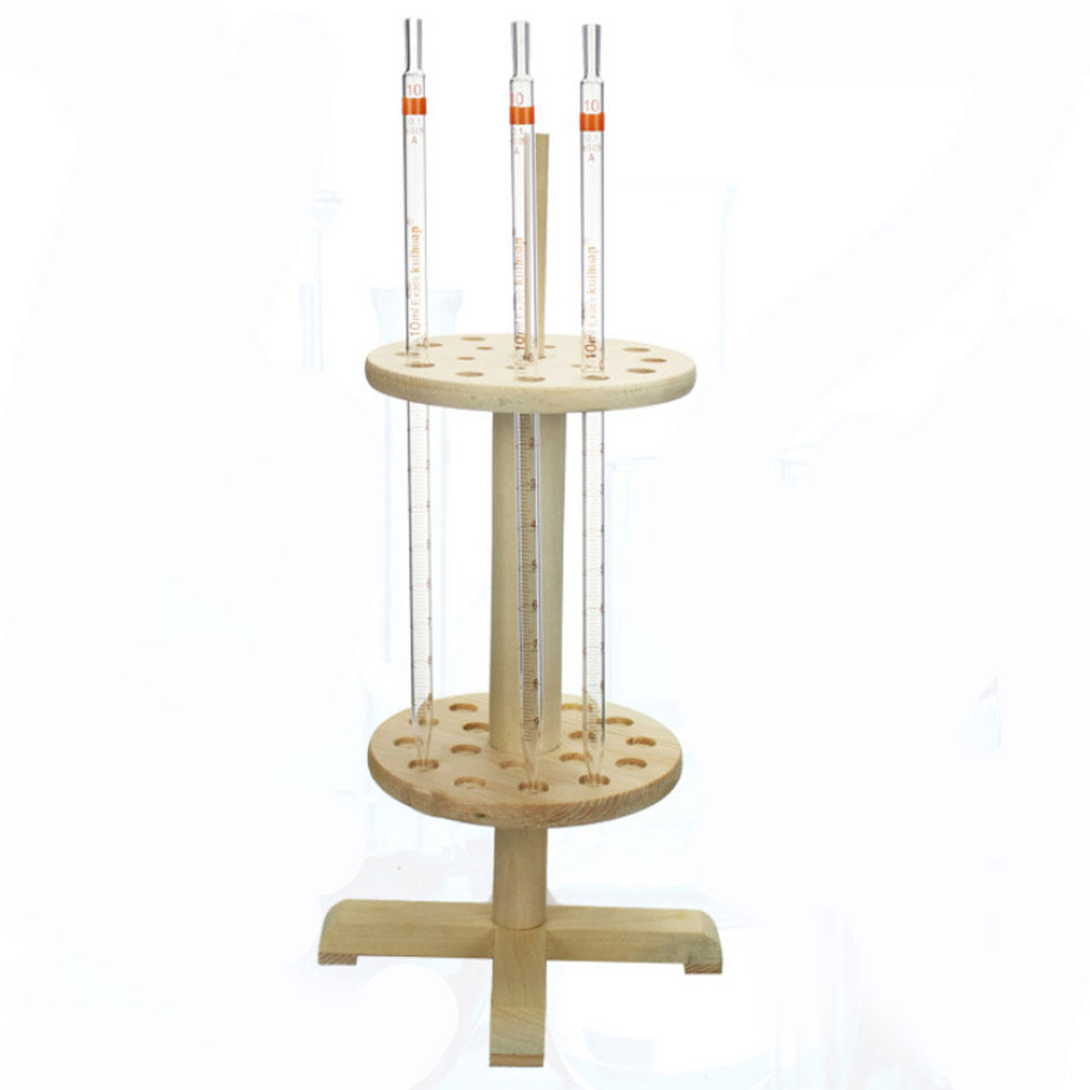 ADAMAS-BETA Lab Wooden Pipette Rack Trapezoid / Disc Type Laboratory Horizontal Pipe Holder 7 Wells 16 Holes for 10ml 25ml Pipettes