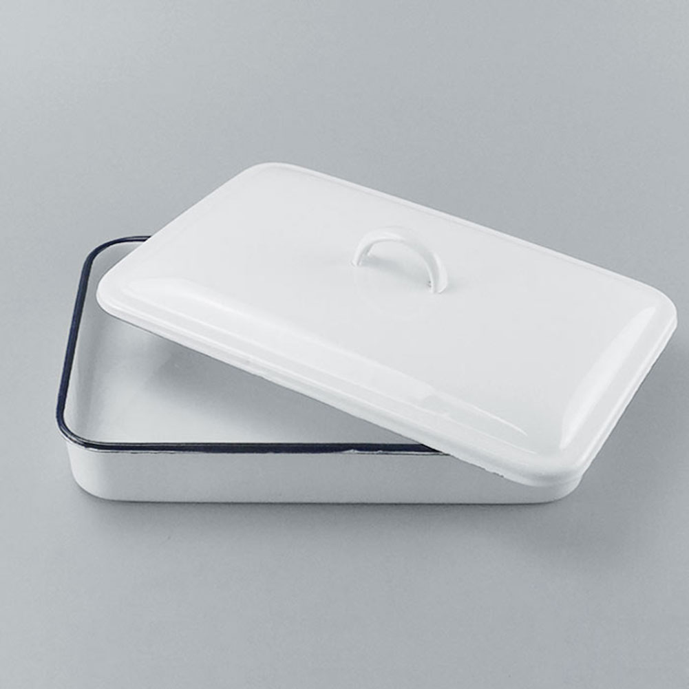 ADAMAS BETA Enamel Square Plate Laboratory Tray with Cover White Corro