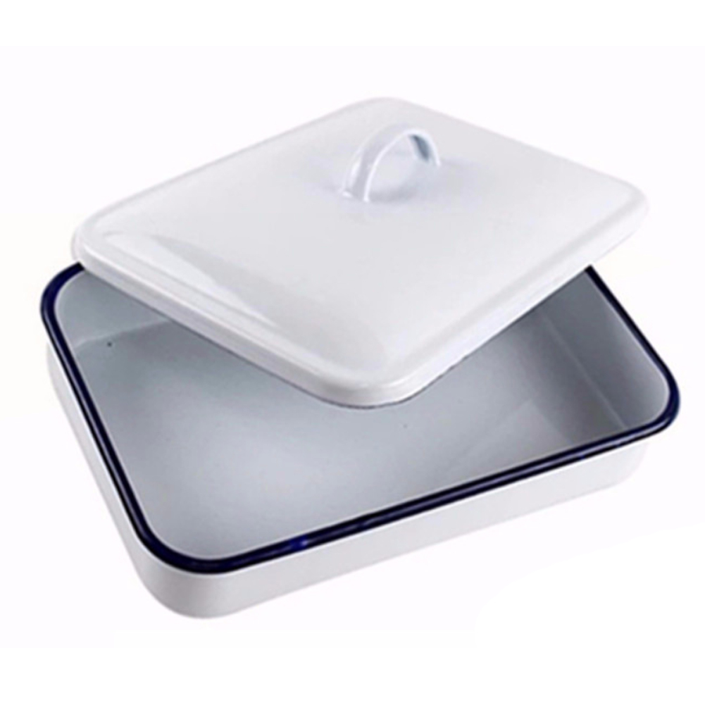 ADAMAS BETA Enamel Square Plate Laboratory Tray with Cover White Corro