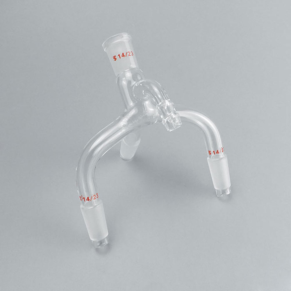 ADAMAS-BETA Four-way Vacuum Distillation Adapter Lab Glass 4-way Distillation Head 19# Joint 14# Vacuum Connecting Pipe