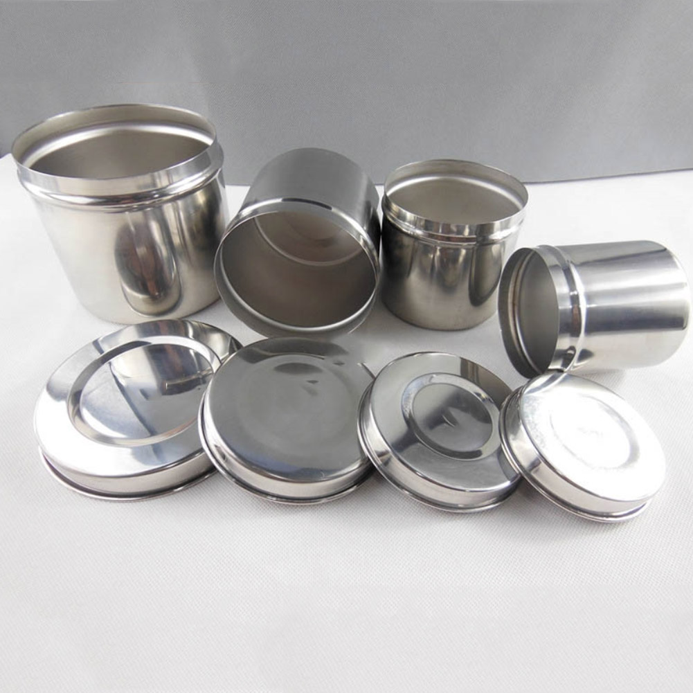 ADAMAS-BETA Stainless Steel Box for Medical Cotton Balls Tank Thicken Wall, Iodine Resistant 8-12cm Lab Disinfection Cotton Jar with Cover