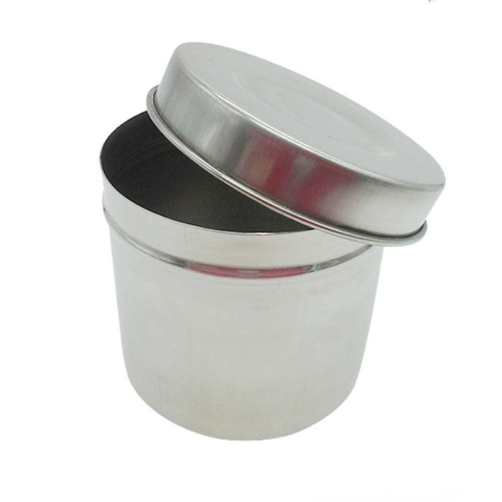 ADAMAS-BETA Stainless Steel Box for Medical Cotton Balls Tank Thicken Wall, Iodine Resistant 8-12cm Lab Disinfection Cotton Jar with Cover