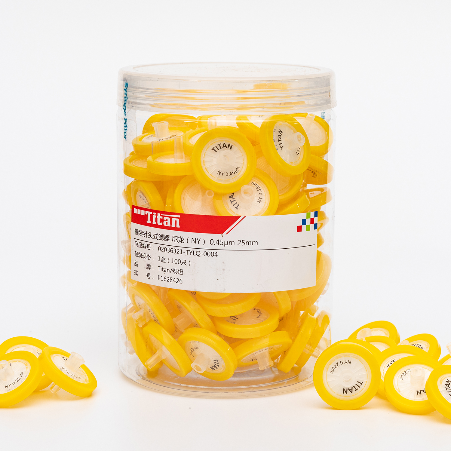 Adamas-Beta Syringe Filters Nylon 0.45um 25mm Diameter Pore Size Box of 100