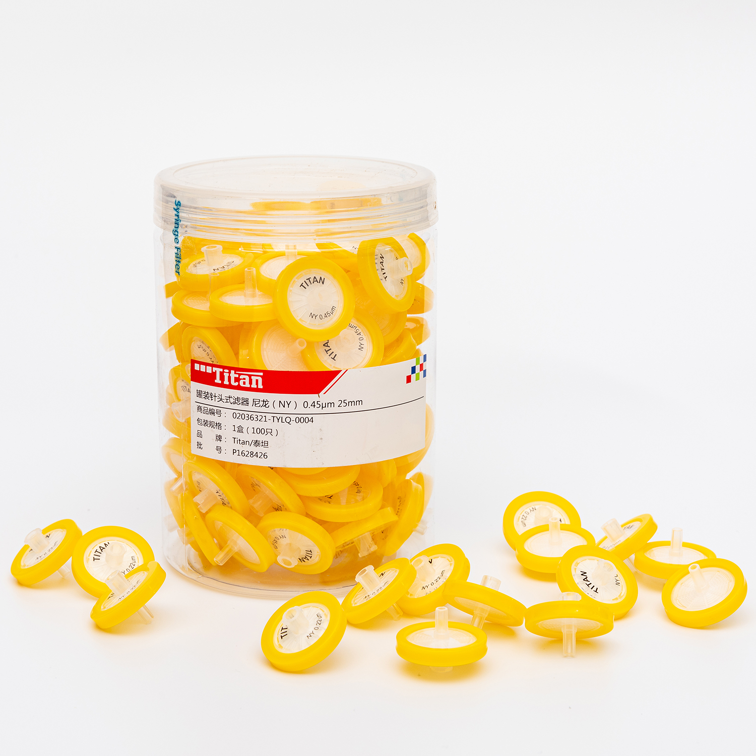 Adamas-Beta Syringe Filters Nylon 0.45um 25mm Diameter Pore Size Box of 100