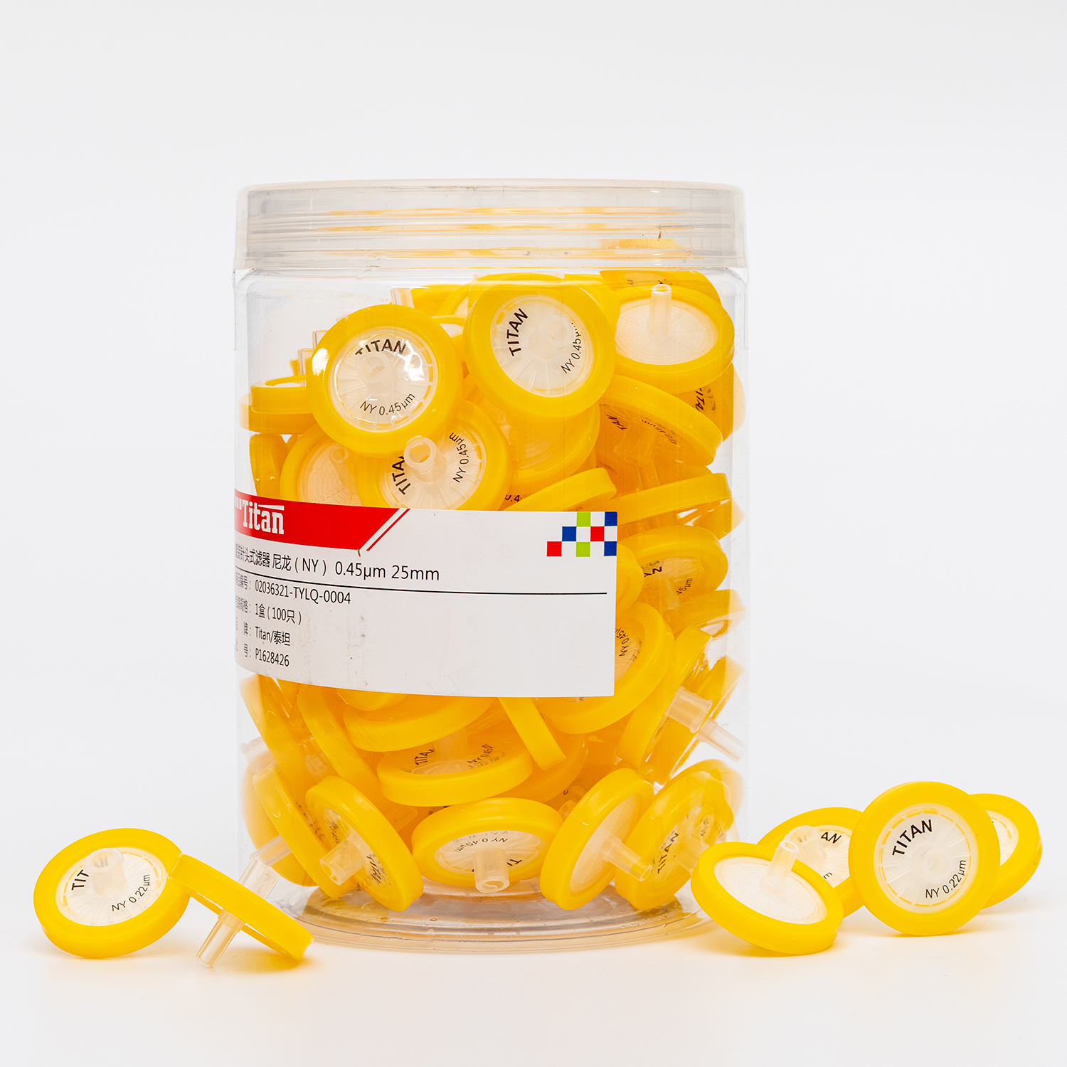 Adamas-Beta Syringe Filters Nylon 0.45um 25mm Diameter Pore Size Box of 100