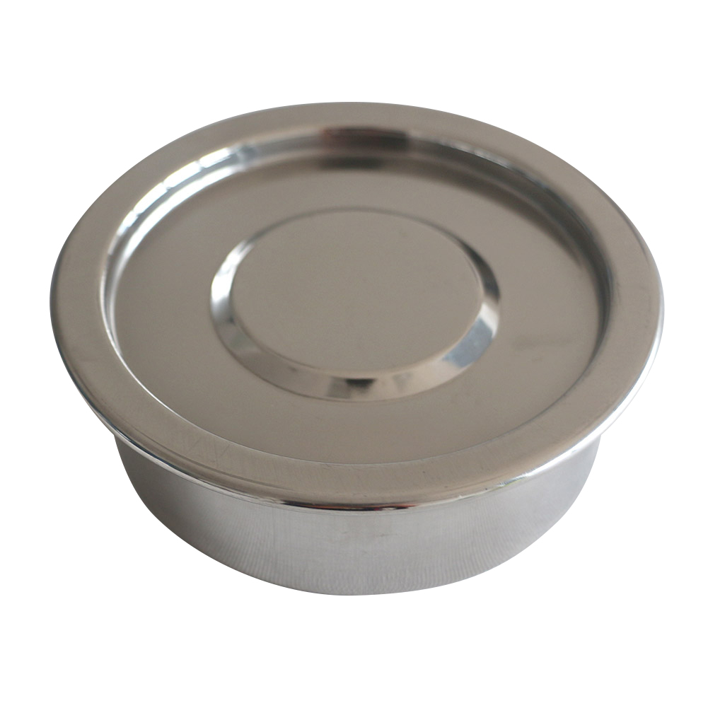 Adamas-Beta Lab Test Sieve Pan and Lid for Chrome Plating Steel Frame φ10cm/4" Diameter 304 Stainless Steel Sieve Tray with Cover