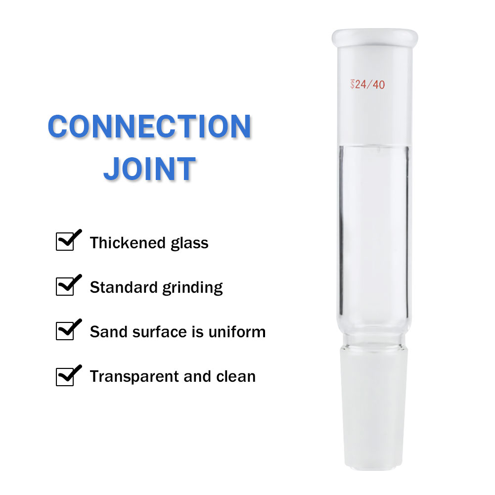 ADAMAS-BETA 1pcs Lab Glass Straight Connecting Adapter 70mm Inner/Outer Grinding Mouth 24/40 Borosilicate Glass Joint