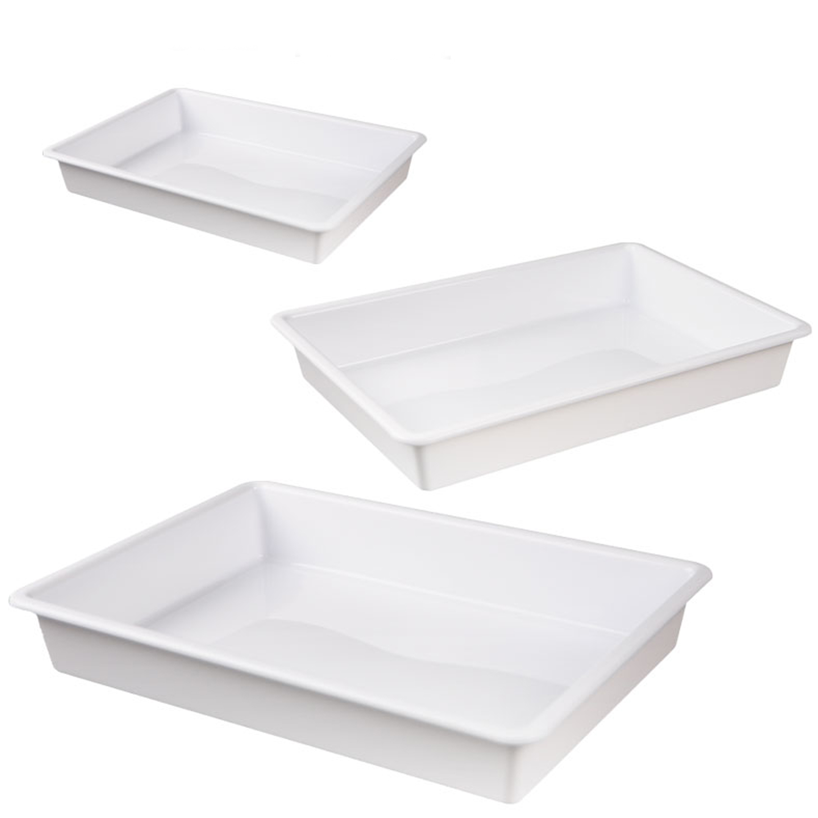 ADAMAS-BETA Laboratory PP Plastic Dish Square Portable Rectangular White Lab Supplies Storage Tray without Cover