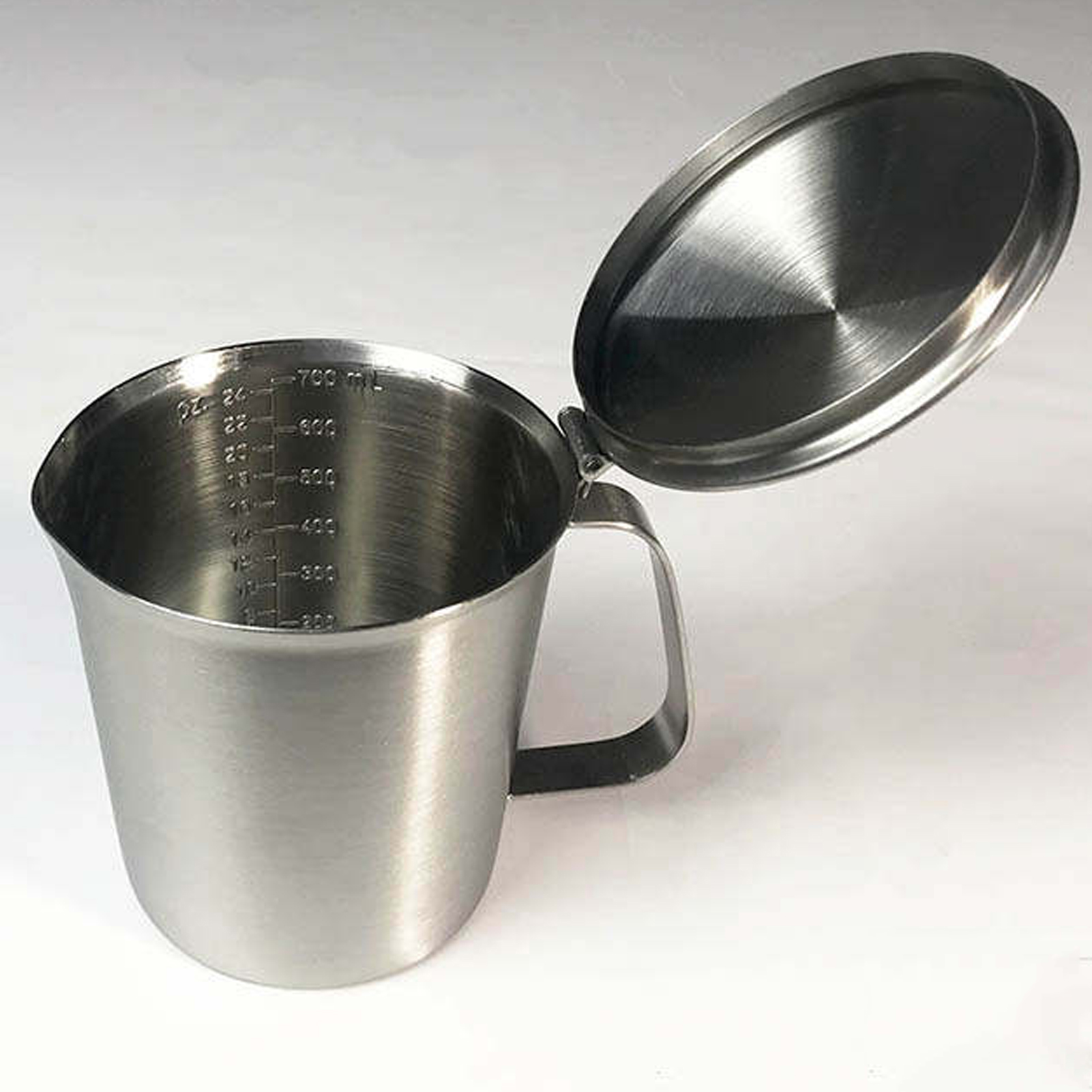 ADAMAS-BETA 304 Stainless Steel Measuring Cup Graduated Laboratory Beaker with Handle Olecranon Outlet 350-2000ML Large Capacity