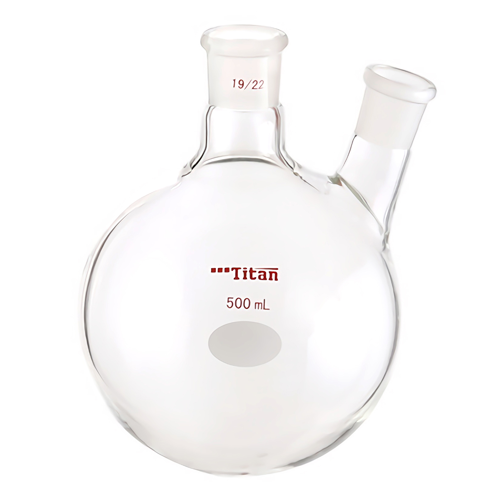 ADAMAS BETA Oblique Mouth Ball Bottle 25ml-1000ml Thick Walled Glass Flasks 2-Necked Grinded Lab Glassware for Distillation/Evaporation Experiment