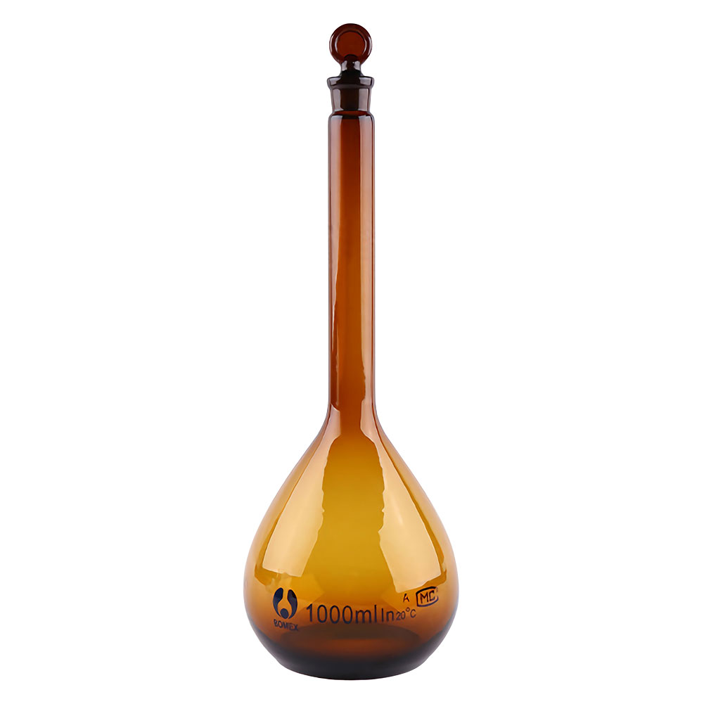ADAMAS BETA Volumetric Flask with Stopper Amber 5-2000ml Lab Glassware Laboratory Long Neck Reagent Storage Bottle Glass Plug
