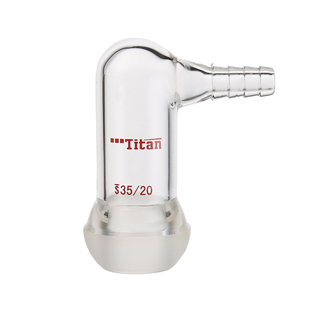 ADAMAS-BETA Space Saving Air Extraction Joint High Borosilicate Glass Laboratory Glass Connector Grinding With Branch Nozzle 90 Degree Bent Inlet Adapter