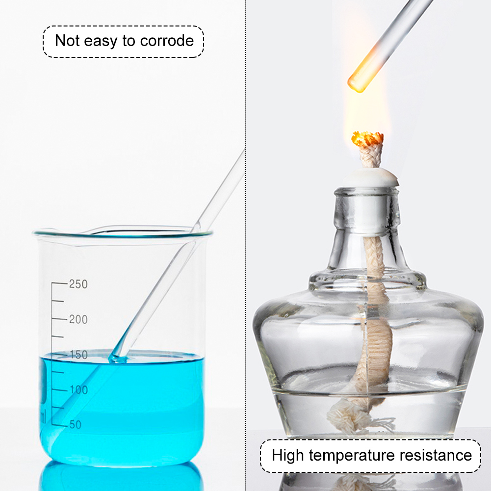 ADAMAS-BETA Lab Glass Stirring Rod Cylindrical Sturdy Uniform thickness Clear Laboratory Mixing Stick 200mm 300mm