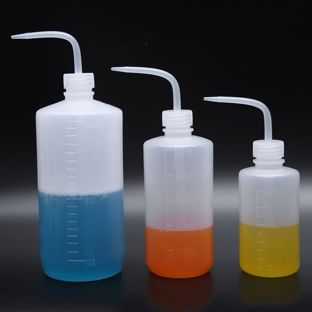ADAMAS-BETA Plastic Washing Bottle PP White Large Capacity 250-1000ml Lab Graduated Washing Bottles with Cusp Tube Squeeze Diffuser Bottle