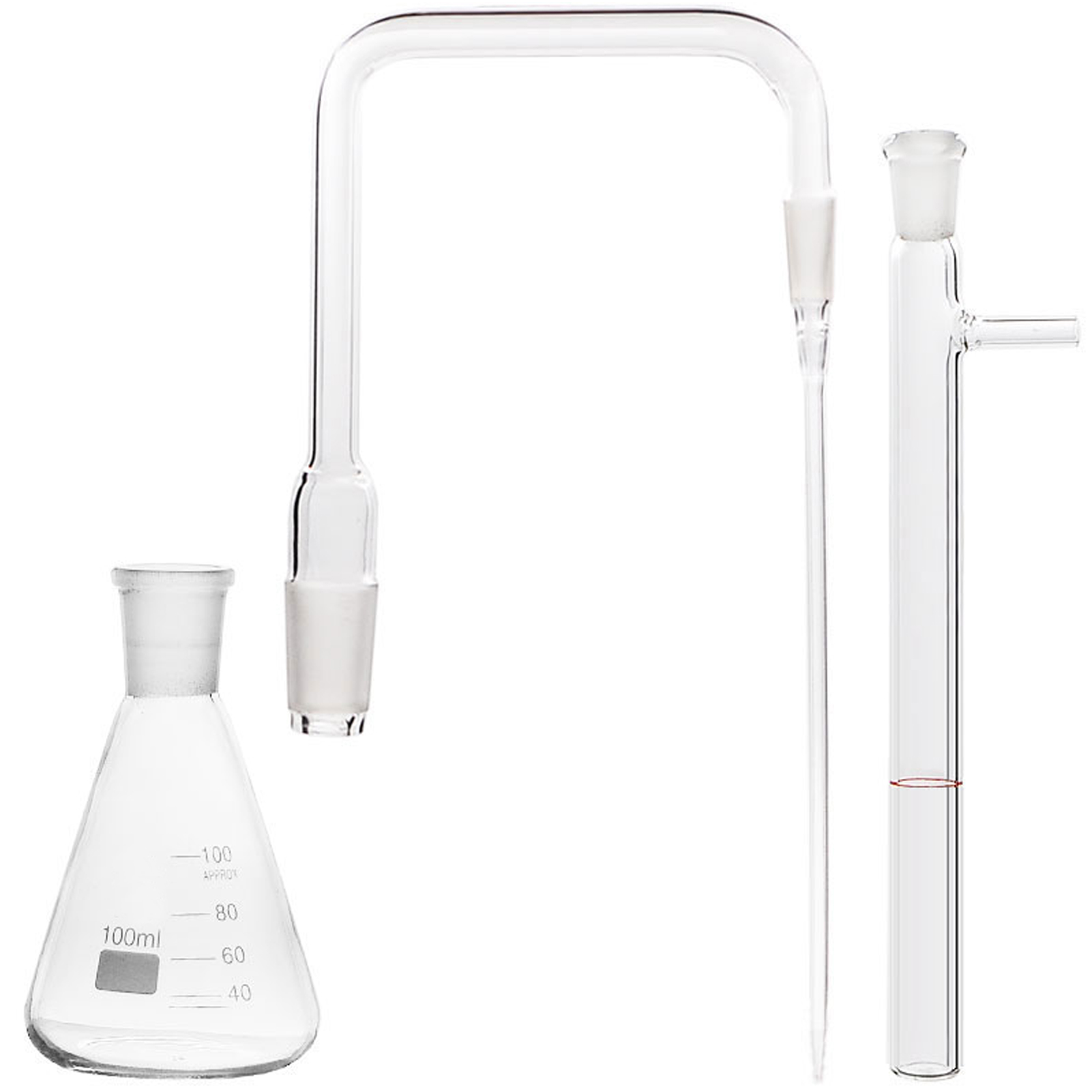 ADAMAS-BETA Gucai Arsenic Detector 100ml/150ml Conical Flask+Pointed Nose Glass Tube Set Laboratory Silver Salt Arsenic Measuring Instruments