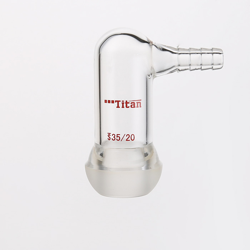 ADAMAS-BETA Space Saving Air Extraction Joint High Borosilicate Glass Laboratory Glass Connector Grinding With Branch Nozzle 90 Degree Bent Inlet Adapter