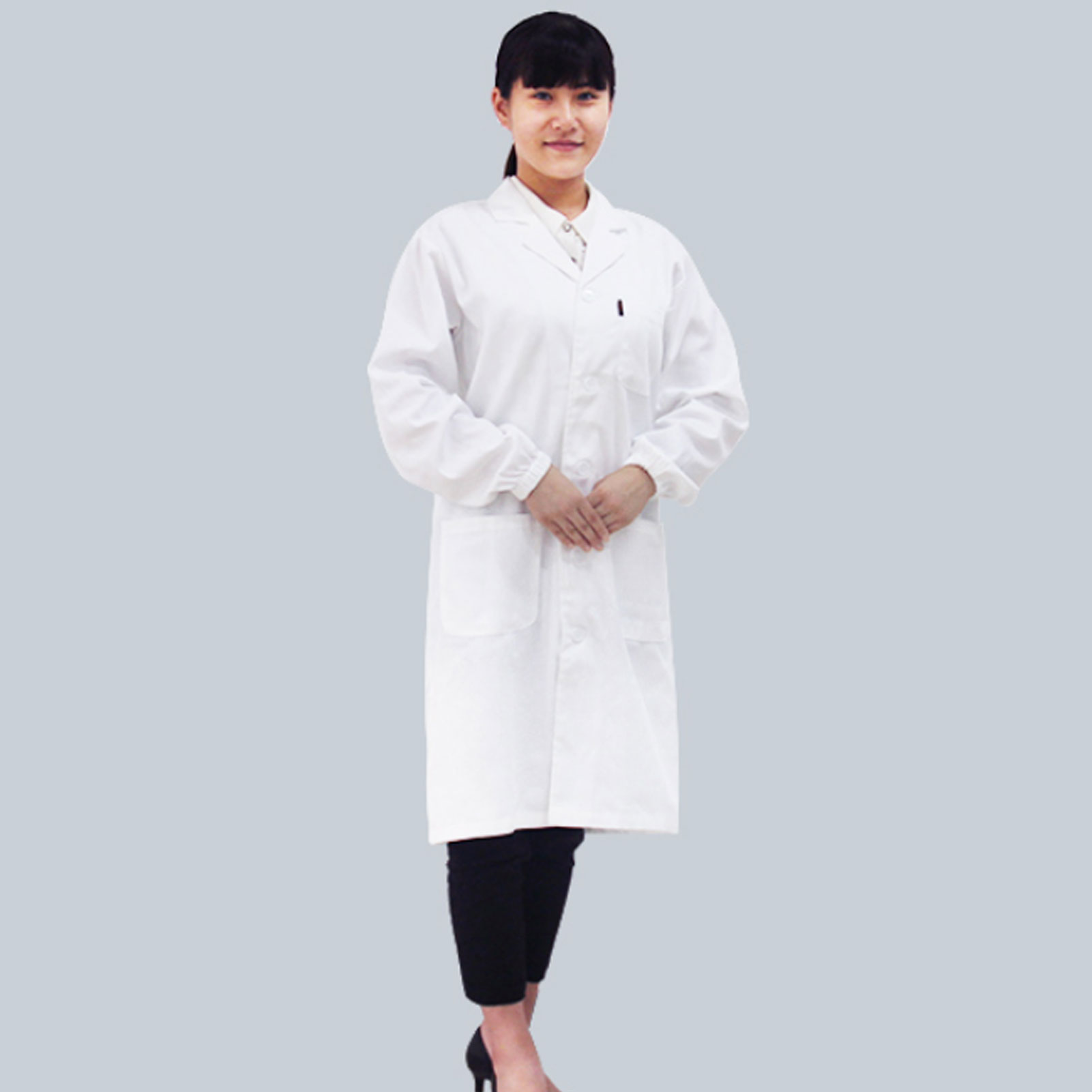 ADAMAS BETA Lab White Coat Women Nurse Uniform Polyester Cotton Single Breasted Long Sleeve Thin/Thick Laboratory Protective Jacket