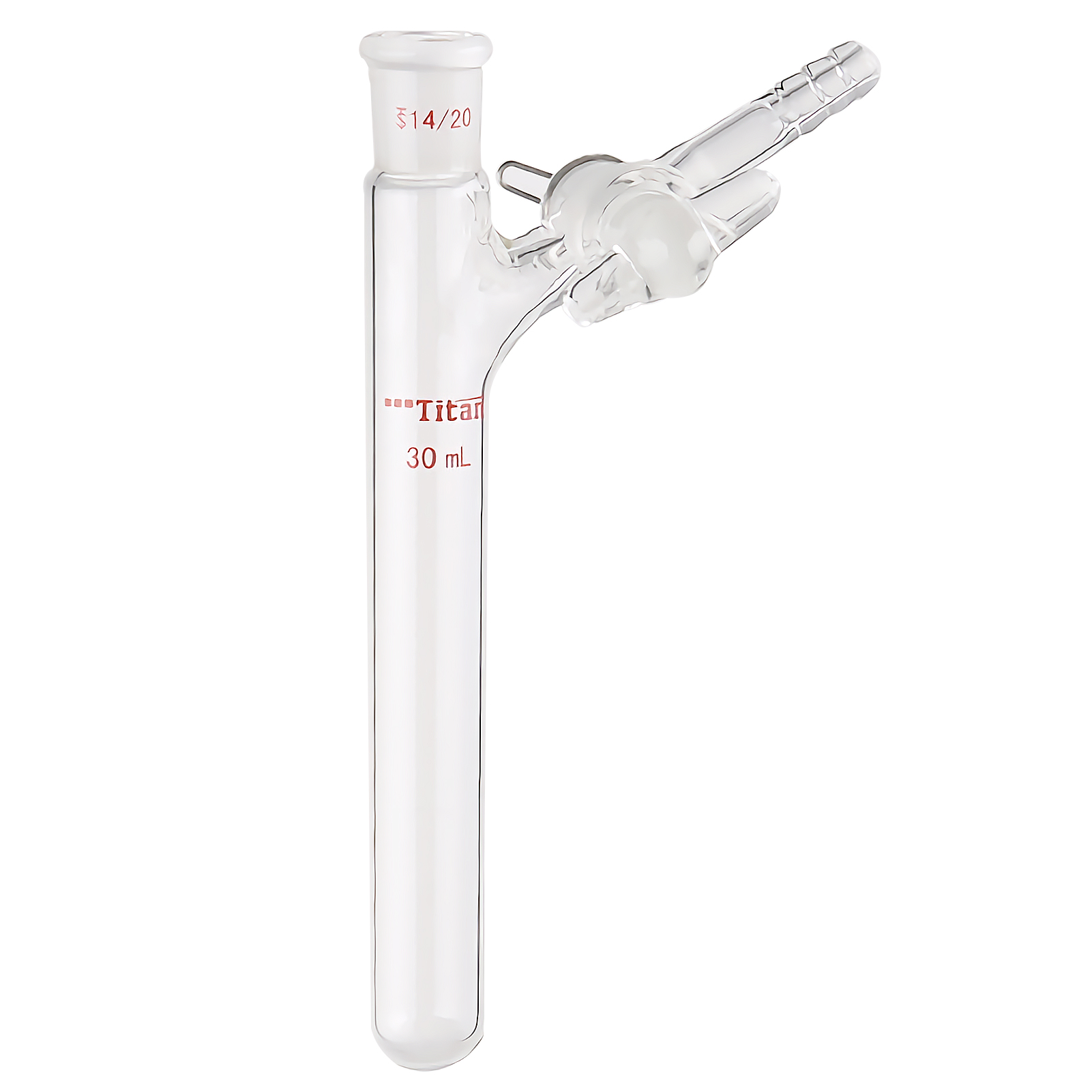 ADAMAS-BETA Glass Thick Wall Two-way Reaction Tubes with Branch Pipe Glass Stopcock Grinding Mouth 10-50ml  Lab Glassware Experiment Supplies