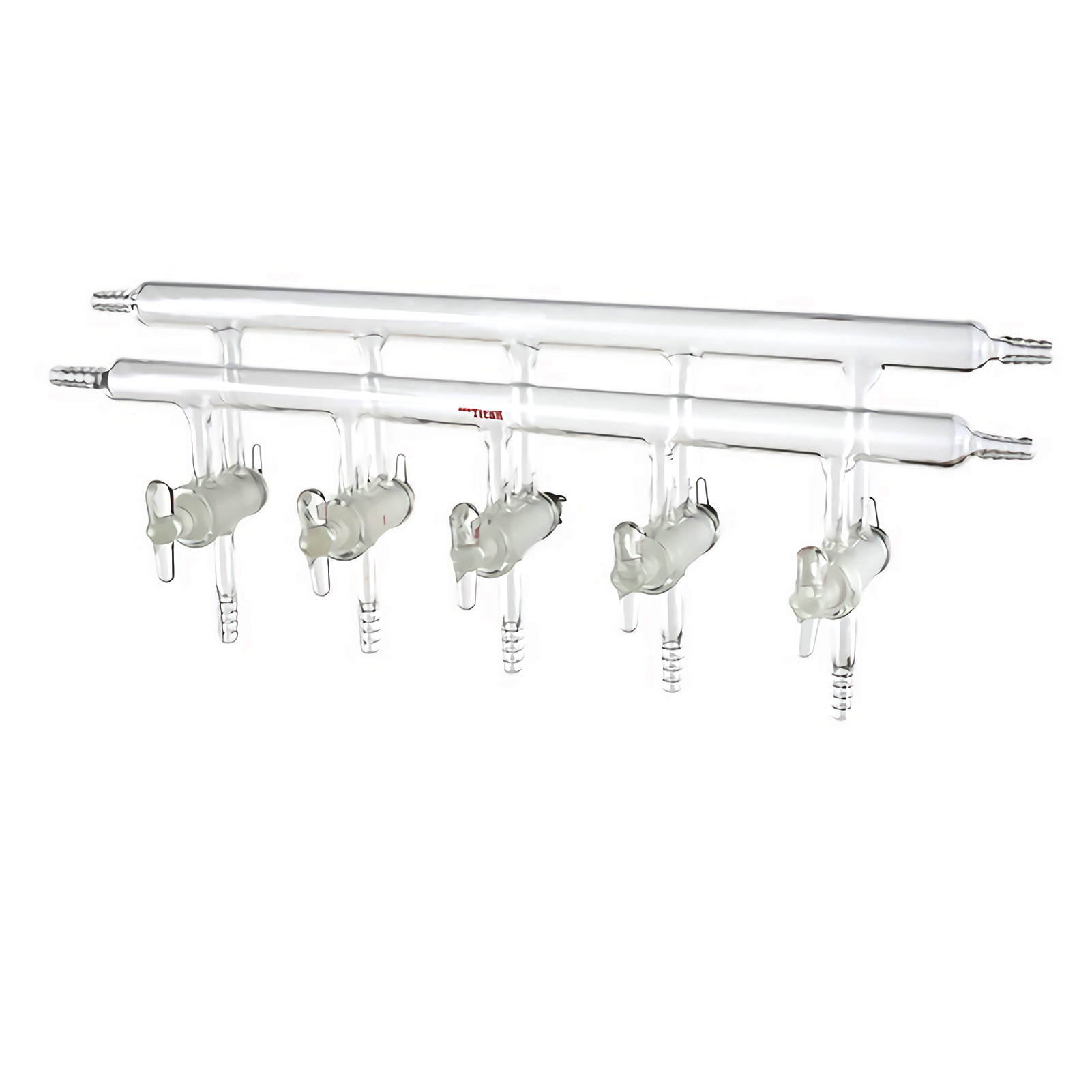 ADAMAS BETA Laboratory Glass Single Row/Double-Row Pipe Vacuum Gas Distributor with Group 4-6 Glass/PTFE Piston/High Vacuum Valv