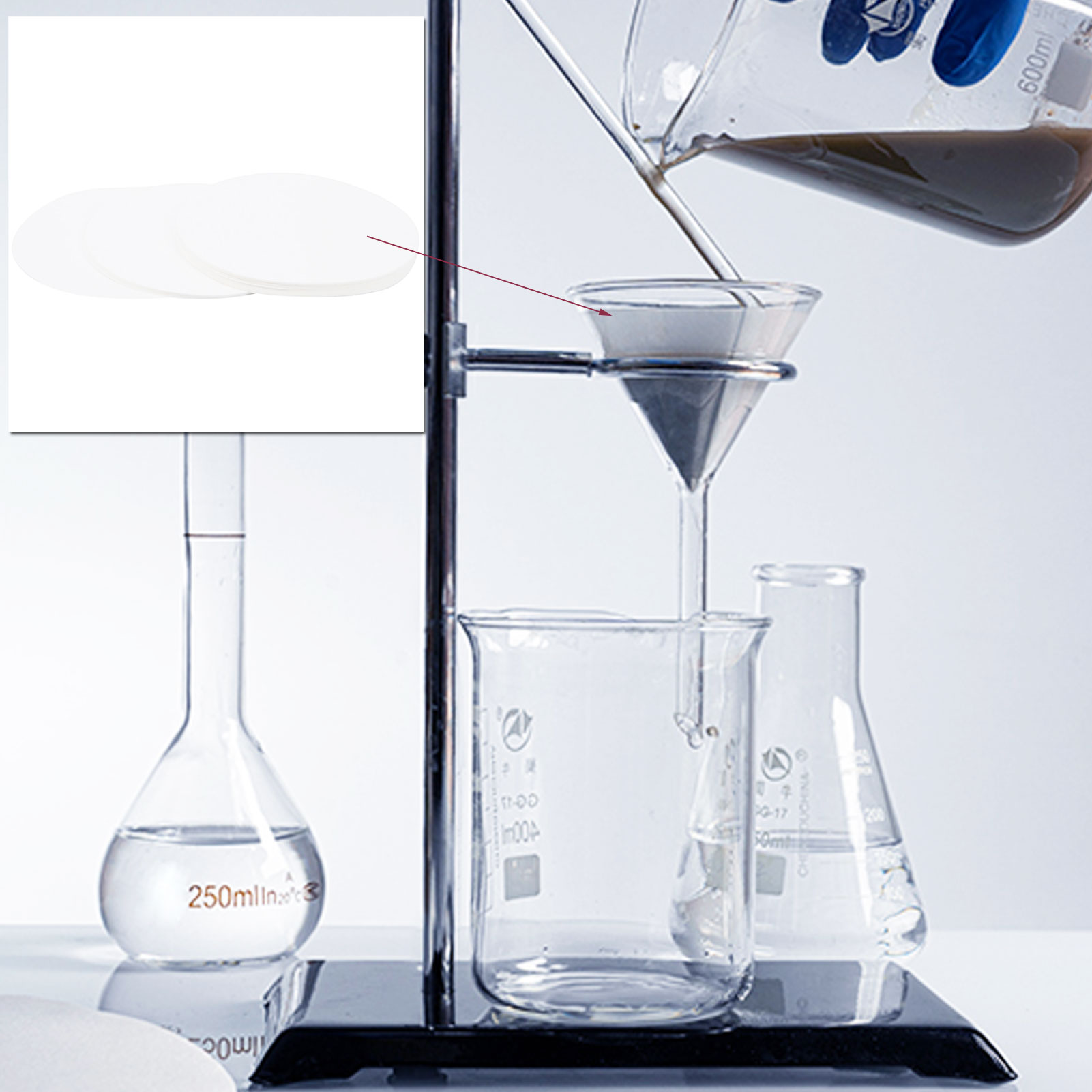 ADAMAS-BETA Qualitative Filter Paper Round Diameter 7-18cm Fast/Medium/Slow Triangular/Buchner Funnel for Lab Chemical Qualitative Analysis