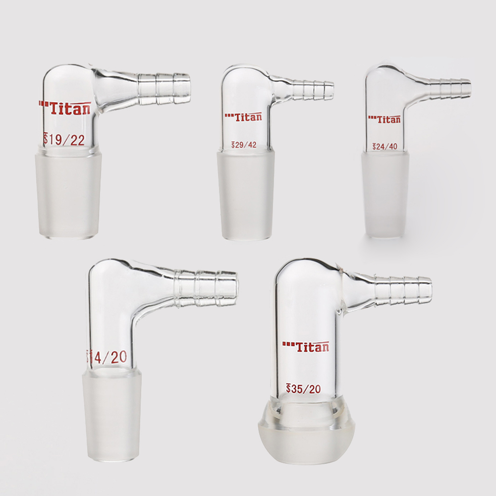 ADAMAS-BETA Space Saving Air Extraction Joint High Borosilicate Glass Laboratory Glass Connector Grinding With Branch Nozzle 90 Degree Bent Inlet Adapter