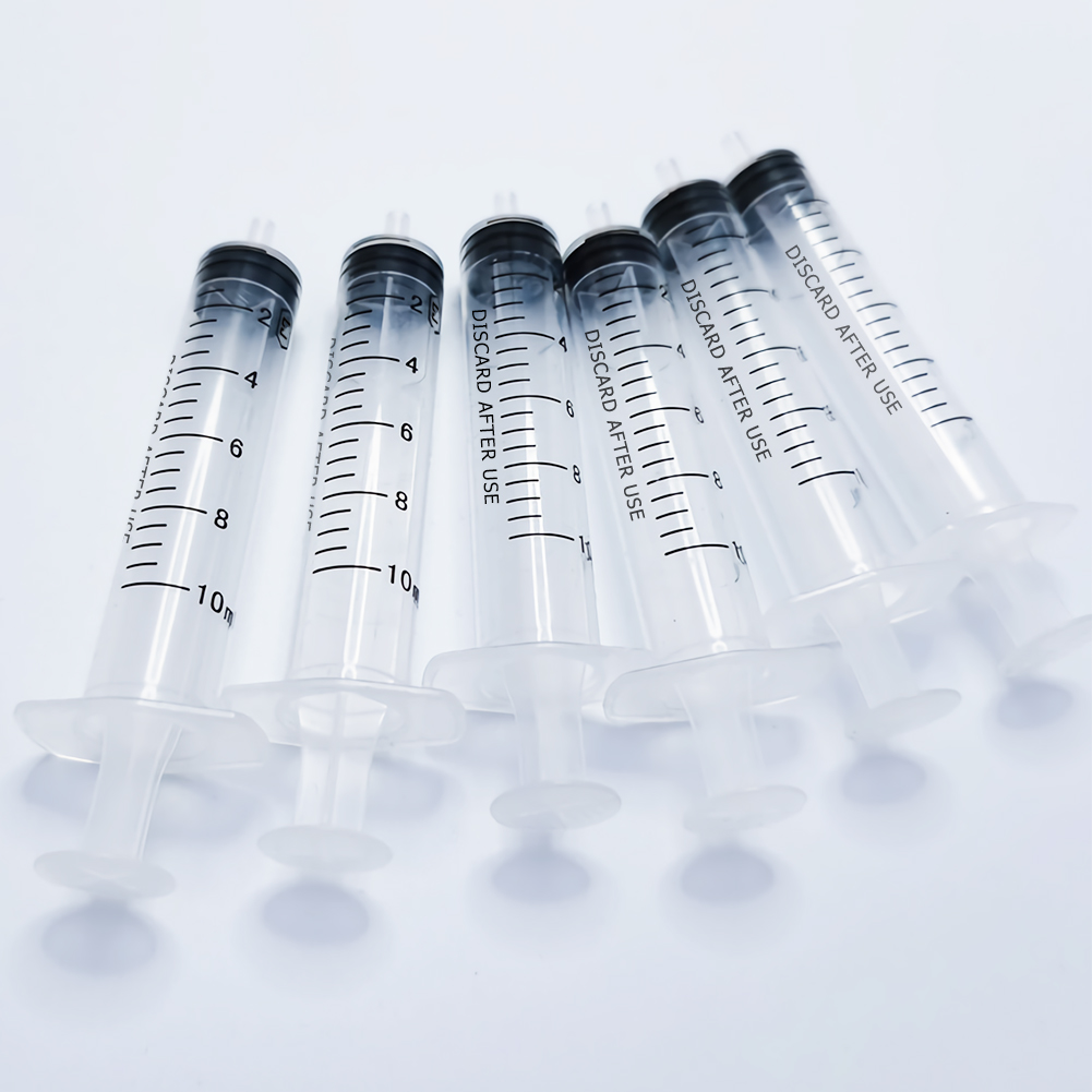 ADAMAS-BETA 20pcs/Lot Industrial Plastic Needle Cylinder 10ml Glue Perfume Dispenser Hand Push Type Graduated Lab Liquid Rinser