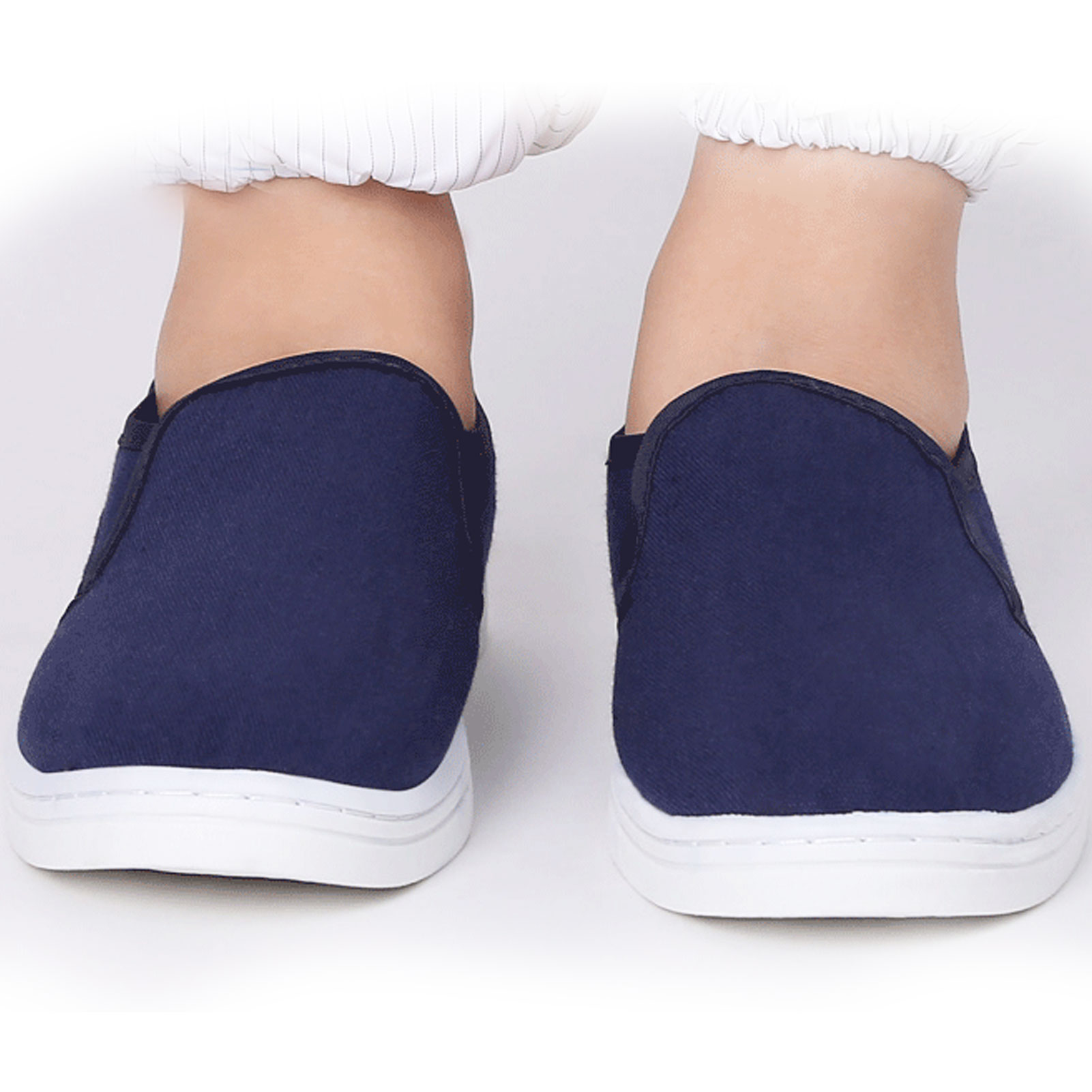 ADAMAS BETA Laboratory Anti-static Medium Towel Shoes Full Top Canvas Shoes Elastic Mouth PU Flat Sole Dust-free Cleaning Shoes for Workshope