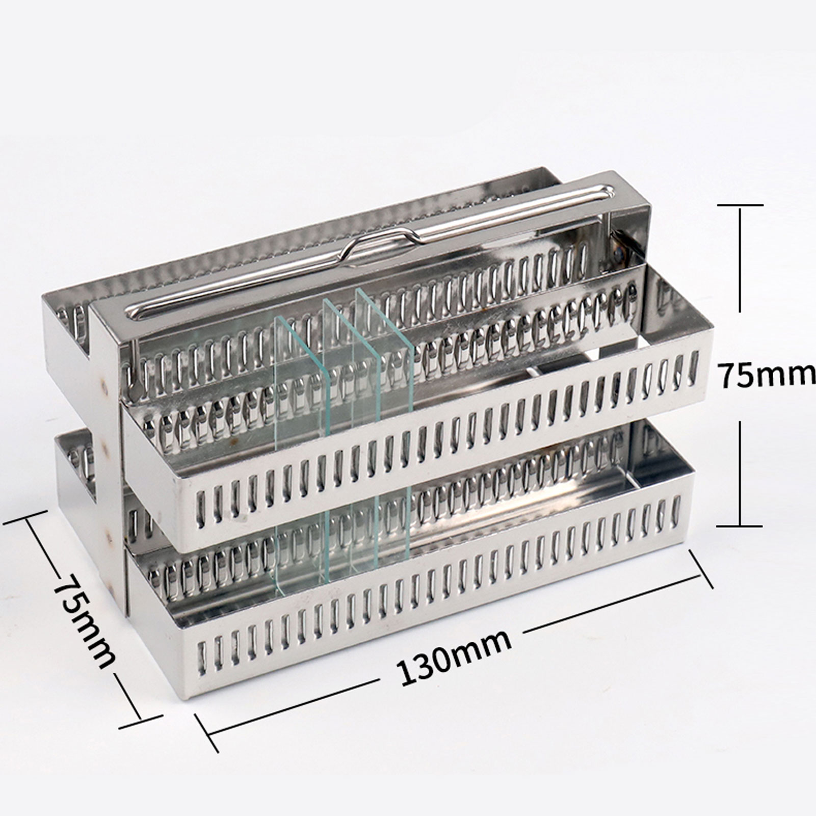 ADAMAS BETA Lab Stainless Steel Slide Dyeing Rack with Handle Laboratory Slide Storage Holder Suitable for 20/30/60 Sheets Standard Slides