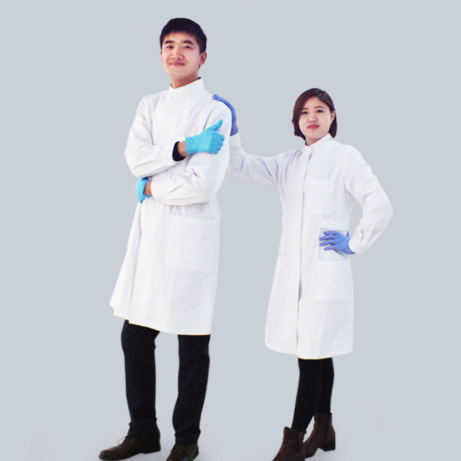 ADAMAS BETA Lab White Coat Polyester Cotton Single Breasted Men's/Women's Nurse Uniform Long Sleeve Laboratory Protective Jacket