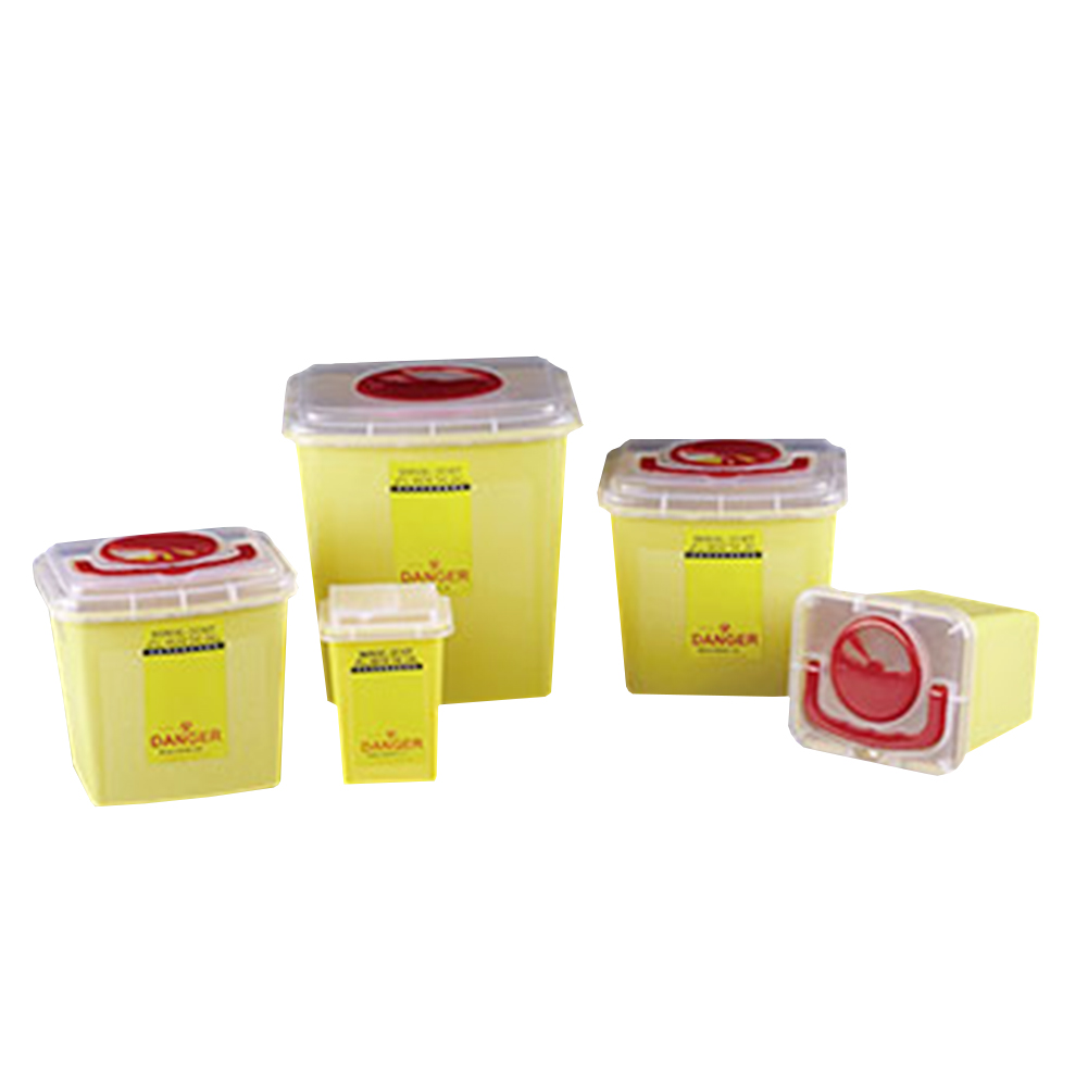 ADAMAS-BETA Yellow Sharp Box Medical Waste Trash Can Square/Round Sharp Weapon Box with Cover Lab Big Capacity Plastic Storage Box