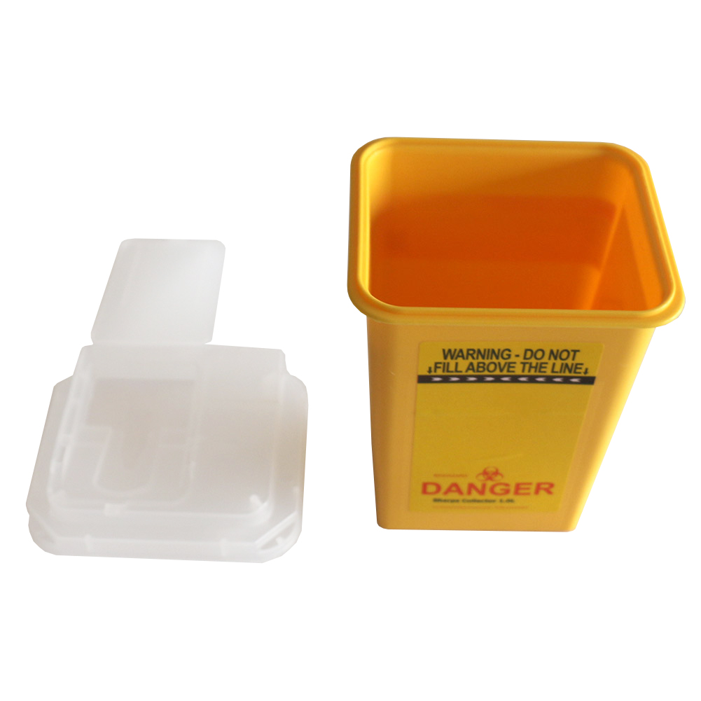 ADAMAS-BETA Yellow Sharp Box Medical Waste Trash Can Square/Round Sharp Weapon Box with Cover Lab Big Capacity Plastic Storage Box