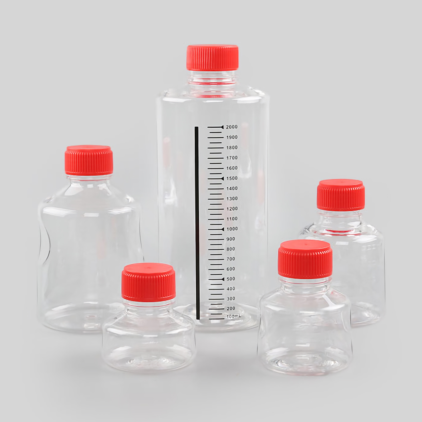 ADAMAS BETA Transparent Polystyrene Culture Liquid Bottle with HDPE Cover Laboratory Cell/Microbial Culture Storage Bottle 150ML-2000ML