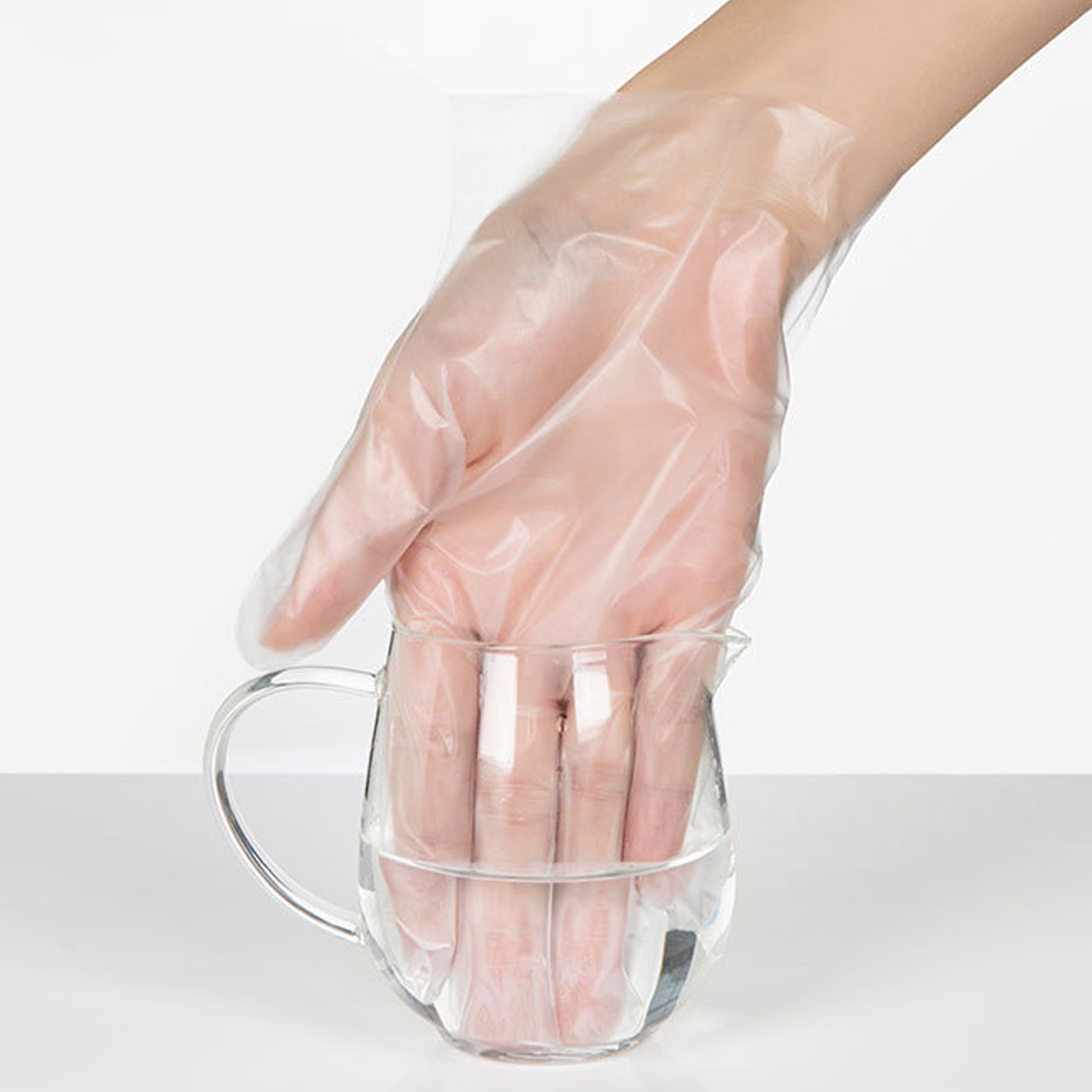 ADAMAS BETA Wholesale 100pcs/Box Disposable Sanitary PE Gloves Transparent Non Sterilized Waterproof Laboratory Protective Cleaning Gloves