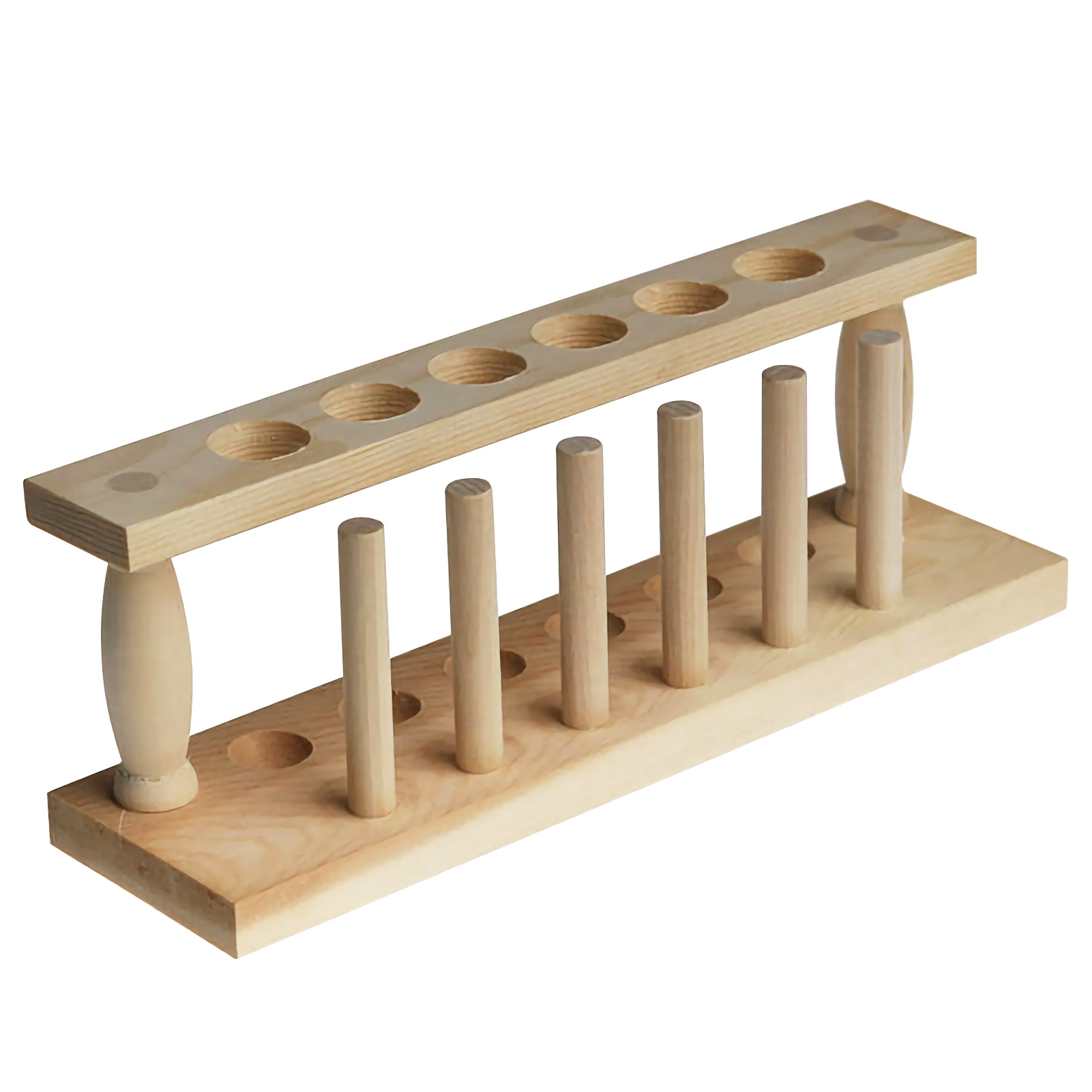 ADAMAS BETA Wooden Test Tube Rack 6-12Well with Stand Sticks Hole Diameter 22mm for Laboratory Tube Storage/Drying Holder