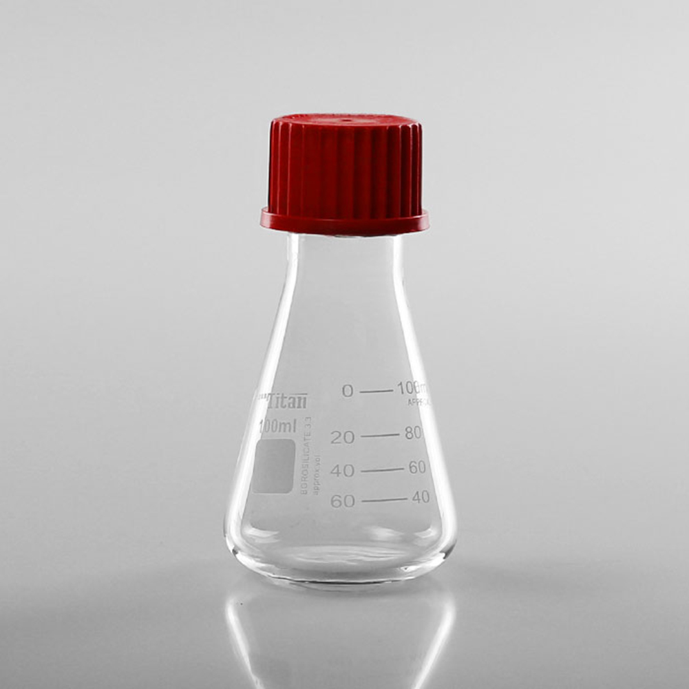 ADAMAS BETA Lab Triangular Standard Sample Bottle with Cover Silicone Gasket Glass Graduated Liquid Storage Laboratory Reagent Bottle
