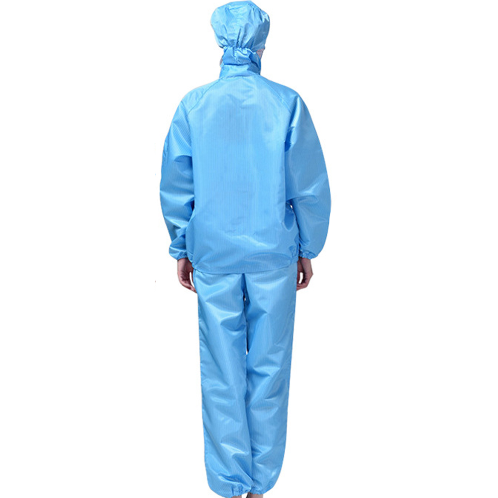 ADAMAS BETA Hooded Cleaning Clothing 2-Piece Split Coverall Suit Dustproof Long Sleeve Protective Blue Stripe Laboratory Antistatic Wear