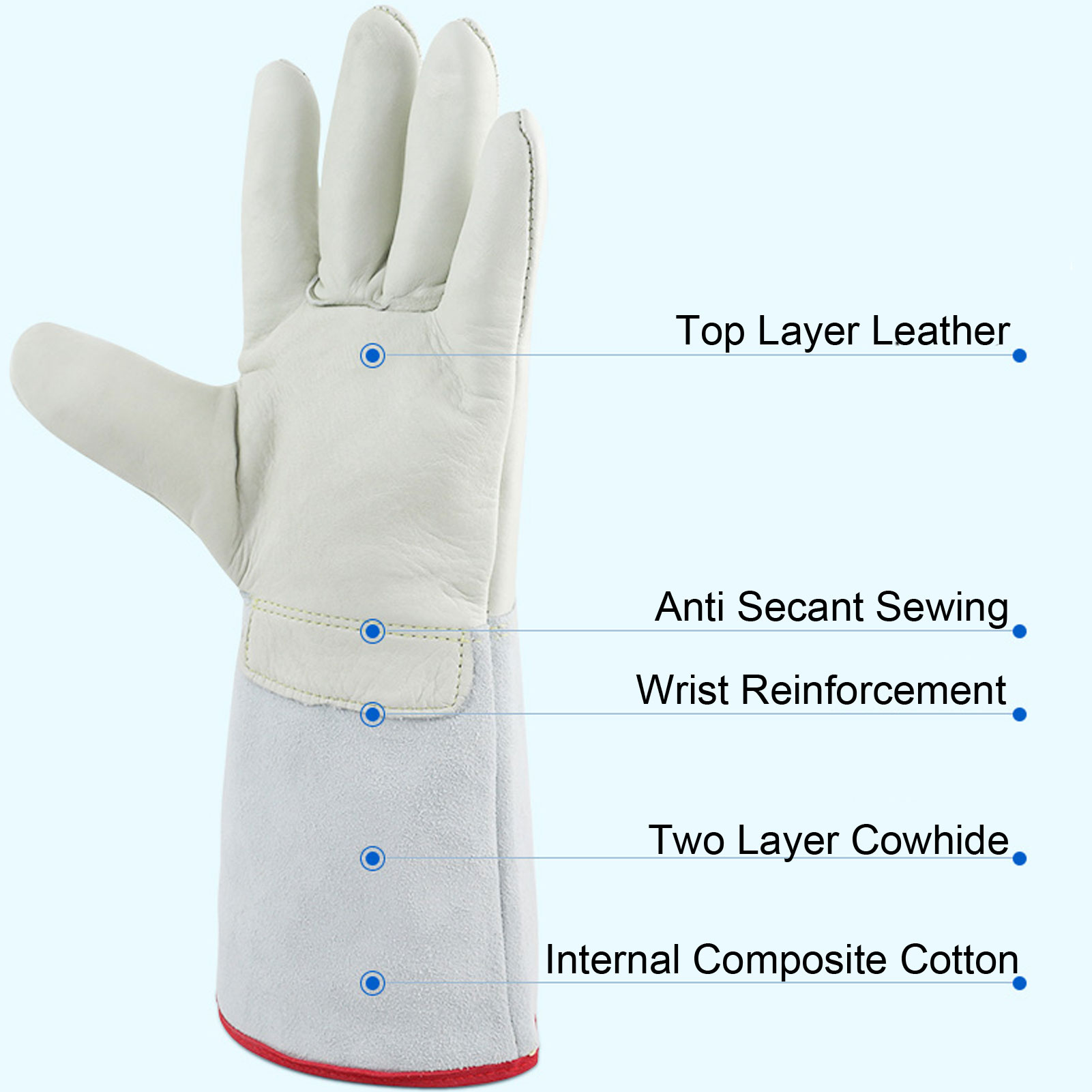 ADAMAS BETA 1 Pair Lab 31-36cm Leather Low Temperature Resistant Gloves - 200 ℃ Liquid Nitrogen Proof Cowhide Antifreeze Laboratory Protective Gloves