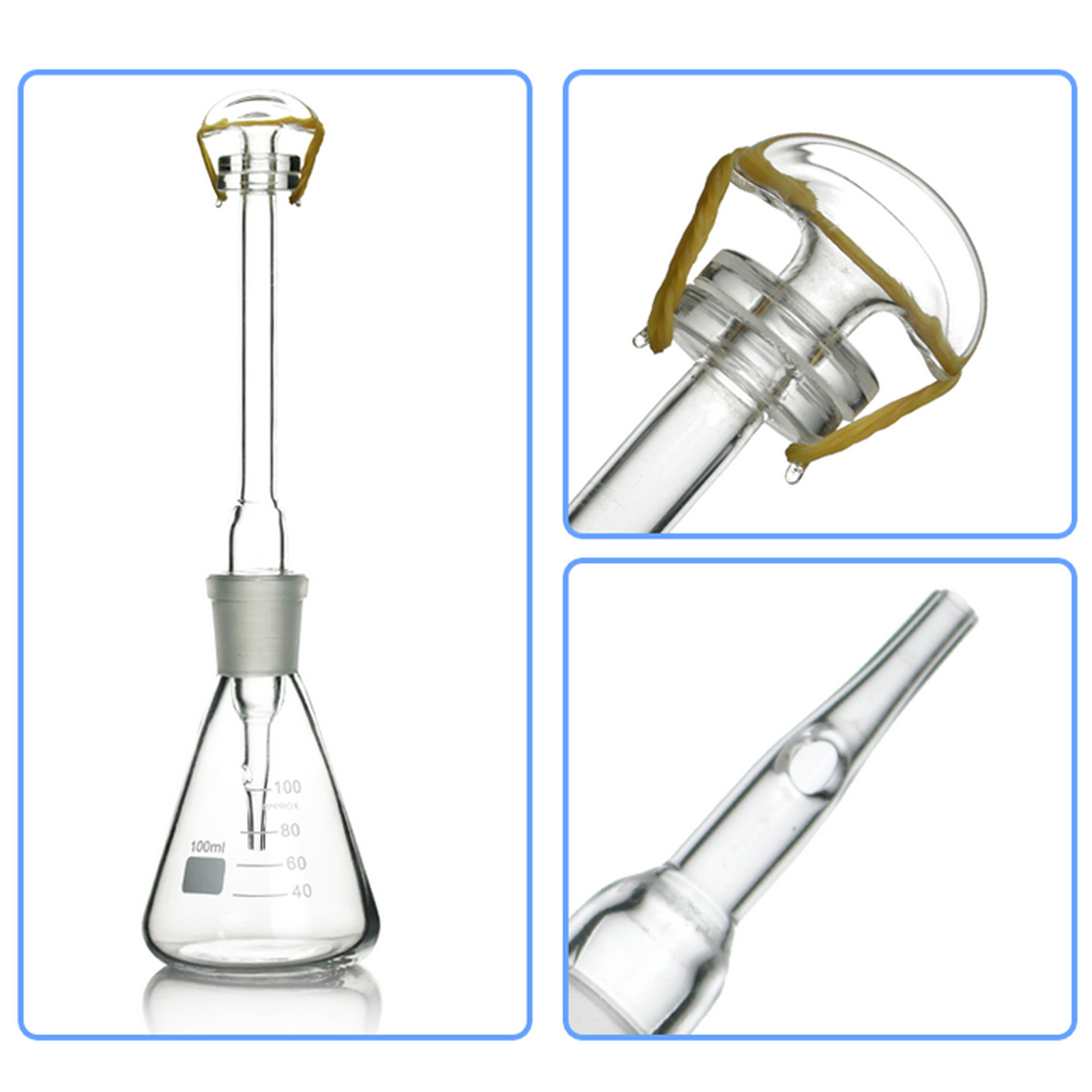 ADAMAS-BETA Gucai Arsenic Detector 100ml/150ml Conical Flask+Pointed Nose Glass Tube Set Laboratory Silver Salt Arsenic Measuring Instruments
