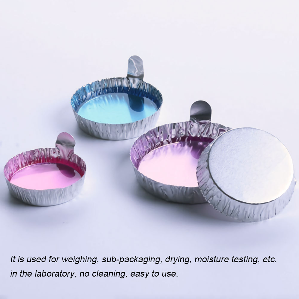 ADAMAS BETA Wholesale 100pcs Lab Aluminum Plate Aluminum Foil Weighting Tray/Dish with Handle Round Flat Bottom Powder Liquid Weighing Boat