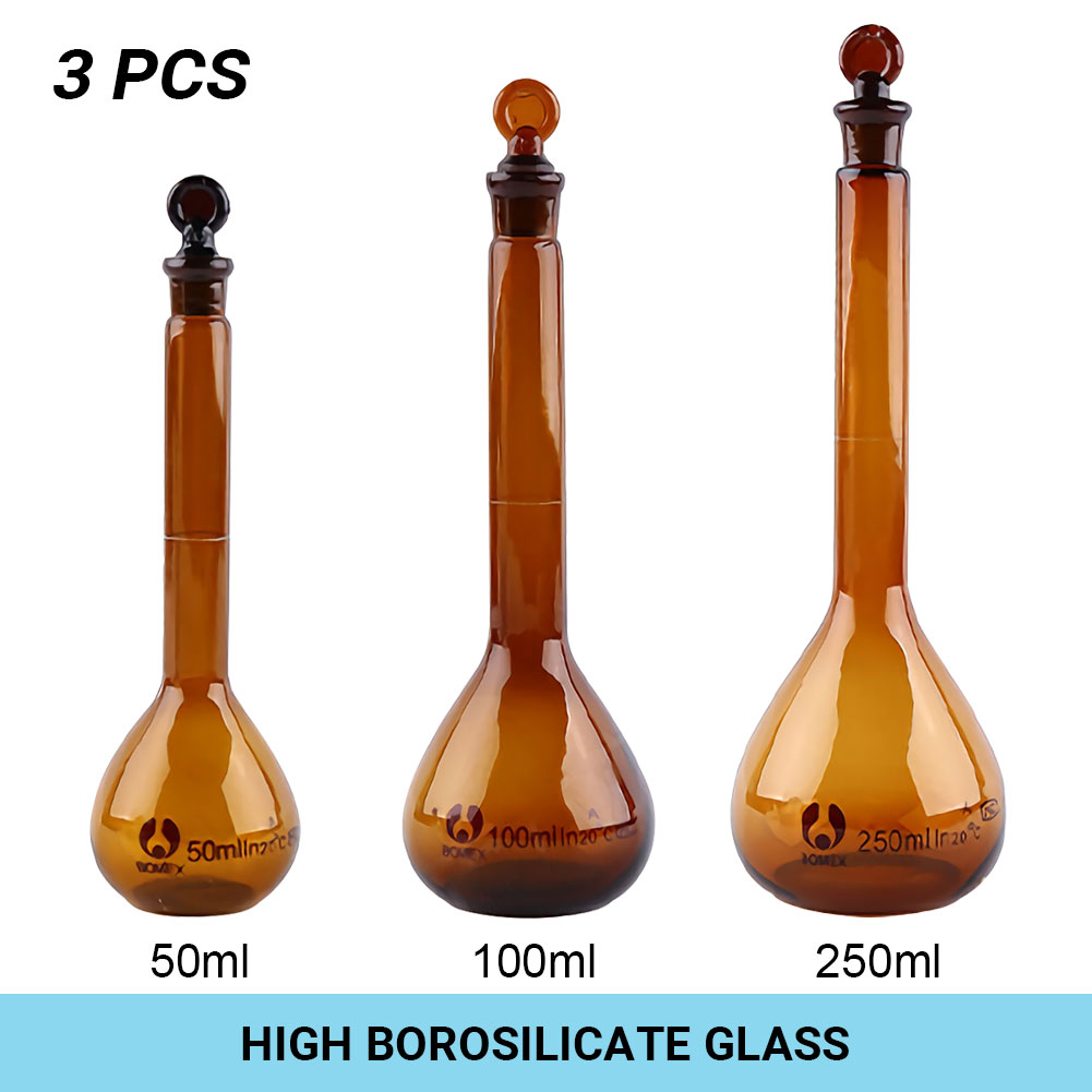 ADAMAS BETA Volumetric Flask with Stopper Amber 5-2000ml Lab Glassware Laboratory Long Neck Reagent Storage Bottle Glass Plug