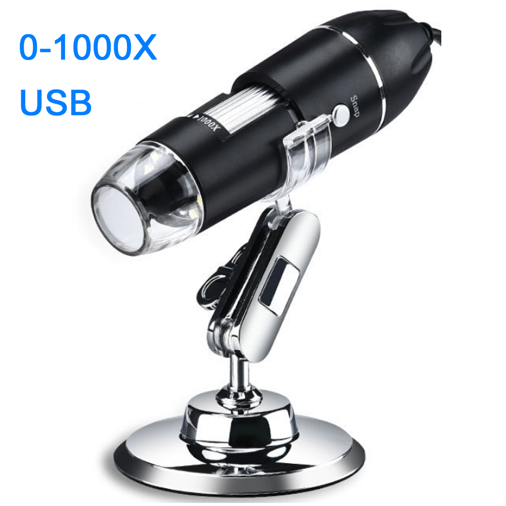 ADAMAS-BETA 1pcs USB Digital Microscope X4-1000X, 8 LED Magnification Endoscope Camera Metal Stand, Compatible for MAC/Android Phone Lab Microscope