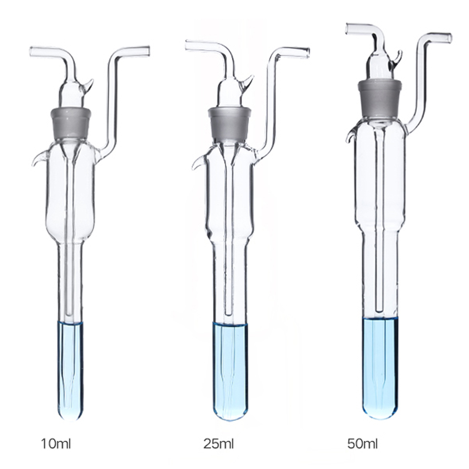 ADAMAS BETA Big Bauer Absorption Tube Glass Bubble Absorption Tube Grinding Mouth Laboratory Gas Sampling Bottle 10ml 25ml 50ml
