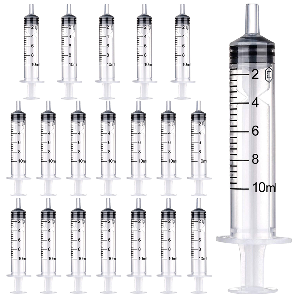 ADAMAS-BETA 20pcs/Lot Industrial Plastic Needle Cylinder 10ml Glue Perfume Dispenser Hand Push Type Graduated Lab Liquid Rinser